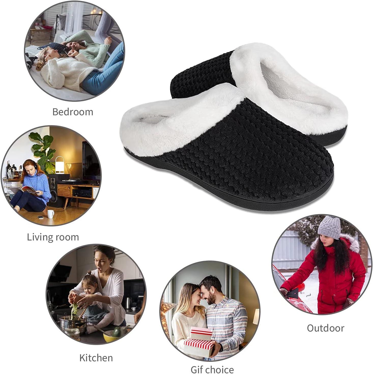 imageYALOX Slippers for Womens Warm Memory Foam AntiSlip House Shoes Comfortable Cotton Slippers Home Bedroom Shoes Indoor amp Outdoor