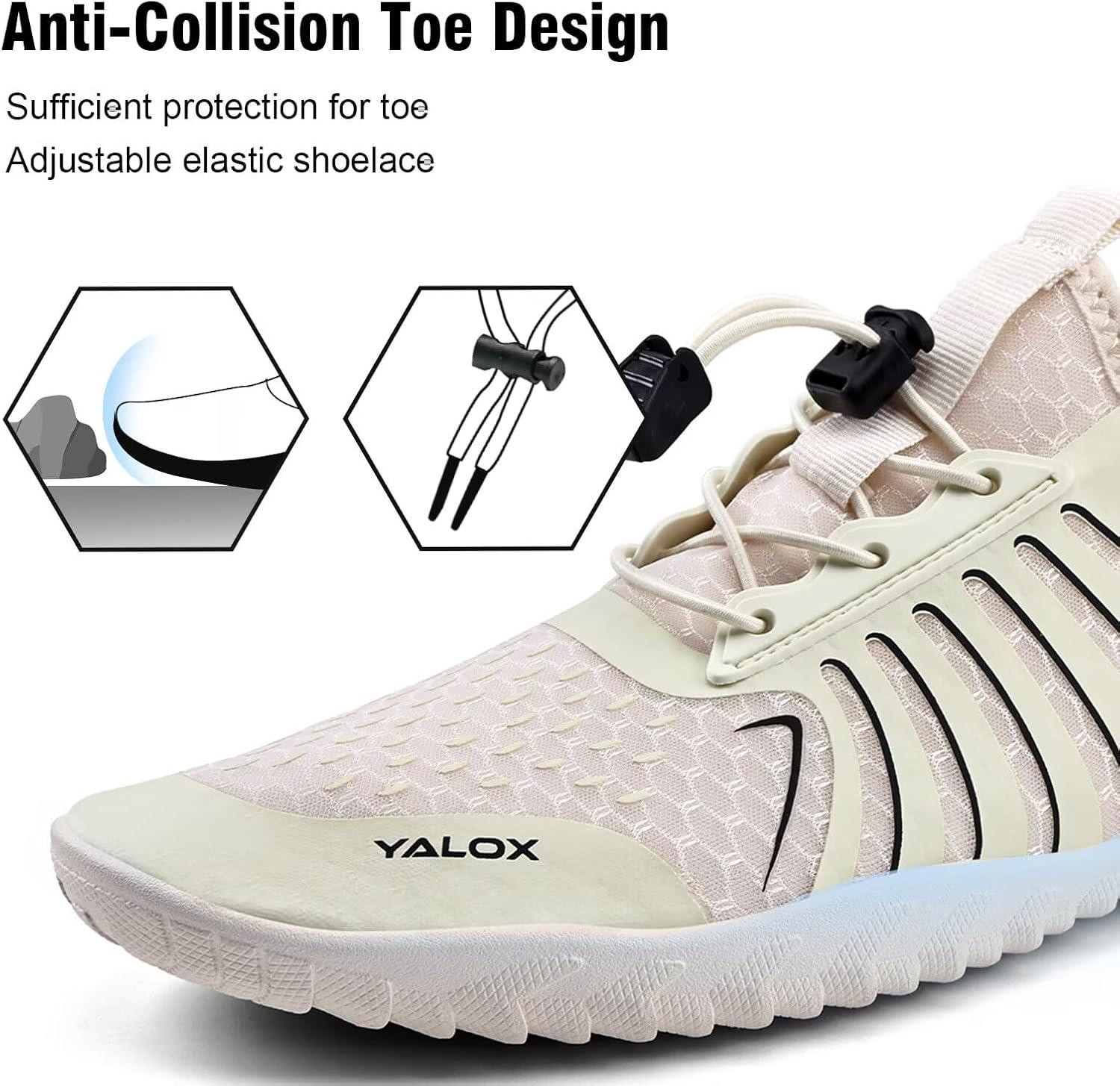 imageYALOX Water Shoes Mens Womens Swim Shoes Outdoor Beach Barefoot QuickDry Aqua Pool Socks Swimming Yoga Surfing Exercise148Beige