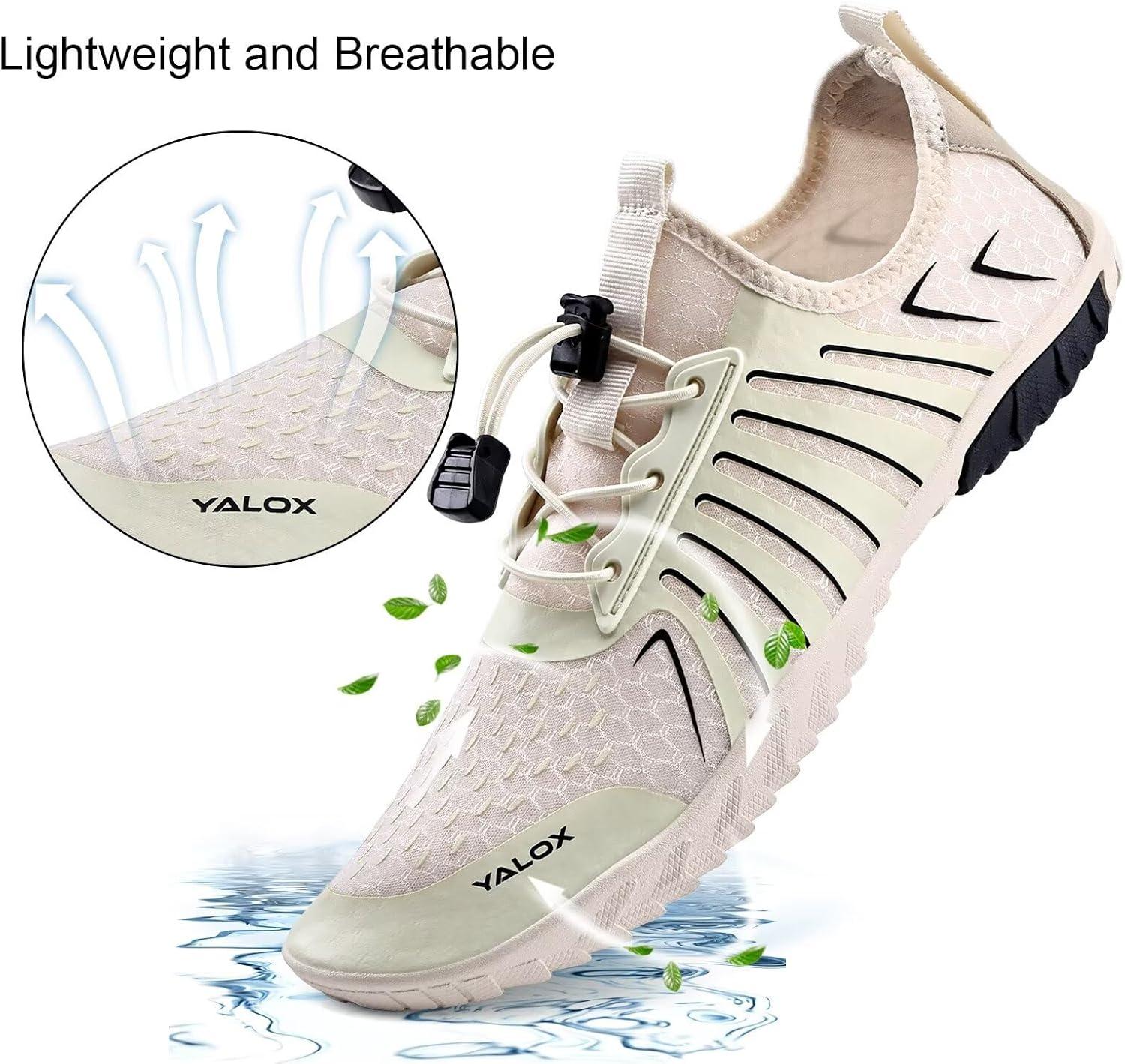 imageYALOX Water Shoes Mens Womens Swim Shoes Outdoor Beach Barefoot QuickDry Aqua Pool Socks Swimming Yoga Surfing Exercise148Beige