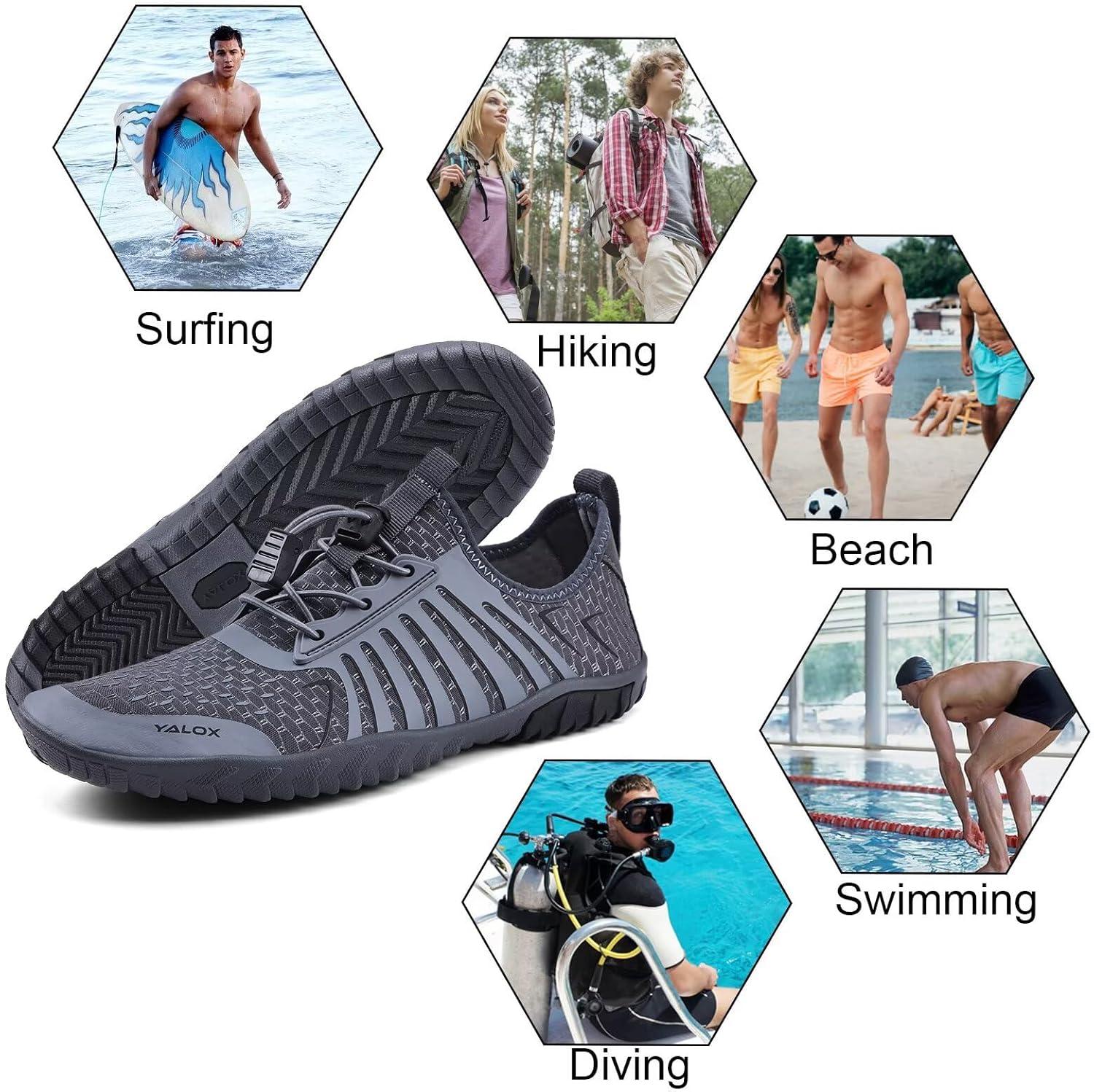 imageYALOX Water Shoes Mens Womens Swim Shoes Outdoor Beach Barefoot QuickDry Aqua Pool Socks Swimming Yoga Surfing Exercise148Dark Gray