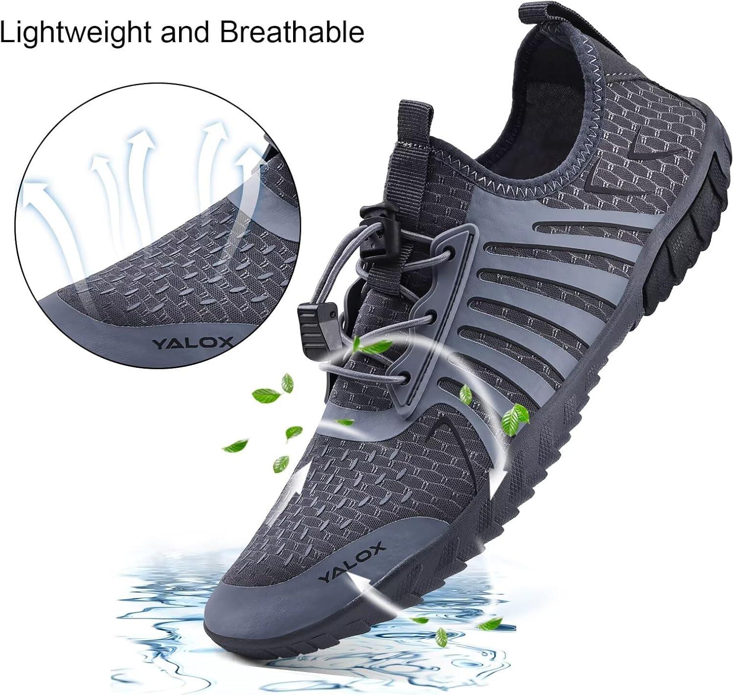 imageYALOX Water Shoes Mens Womens Swim Shoes Outdoor Beach Barefoot QuickDry Aqua Pool Socks Swimming Yoga Surfing Exercise148Dark Gray
