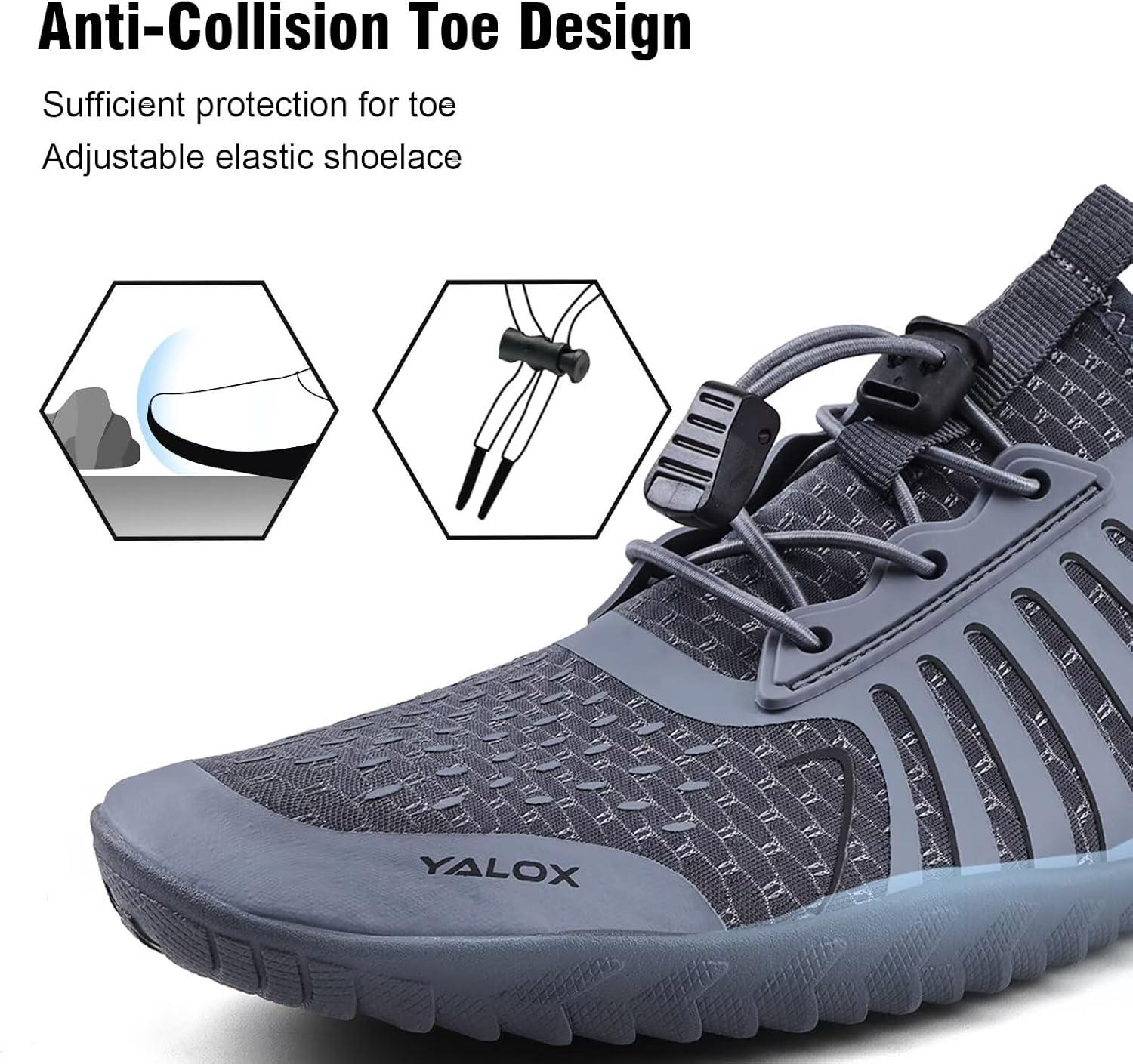 imageYALOX Water Shoes Mens Womens Swim Shoes Outdoor Beach Barefoot QuickDry Aqua Pool Socks Swimming Yoga Surfing Exercise148Dark Gray