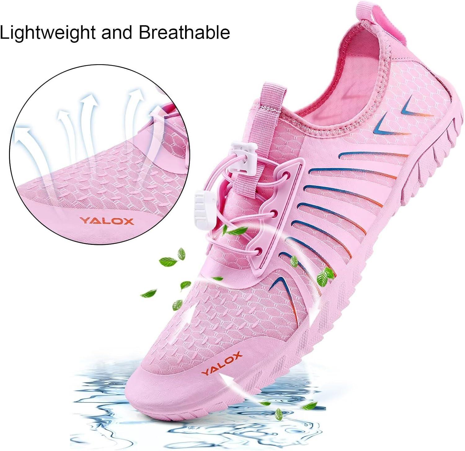 imageYALOX Water Shoes Mens Womens Swim Shoes Outdoor Beach Barefoot QuickDry Aqua Pool Socks Swimming Yoga Surfing Exercise148Pink