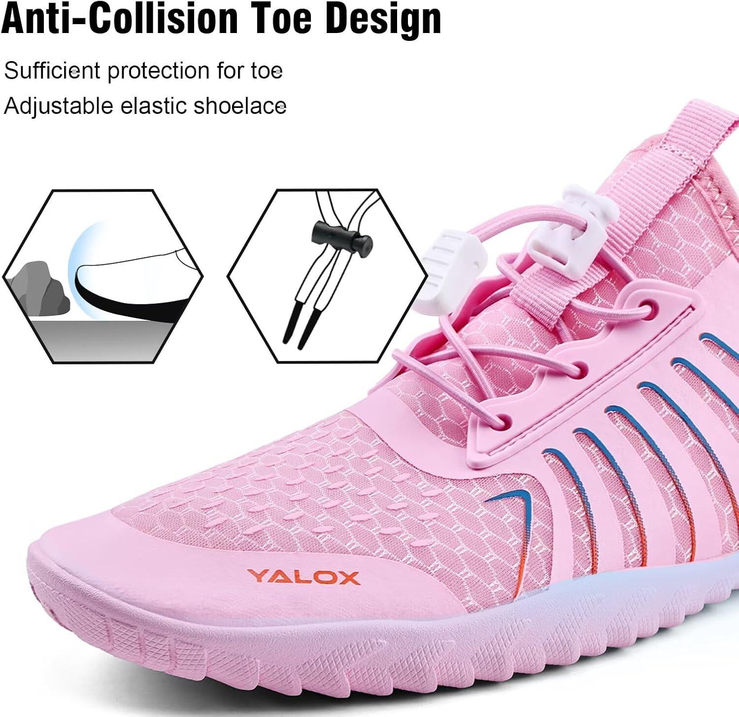 imageYALOX Water Shoes Mens Womens Swim Shoes Outdoor Beach Barefoot QuickDry Aqua Pool Socks Swimming Yoga Surfing Exercise148Pink