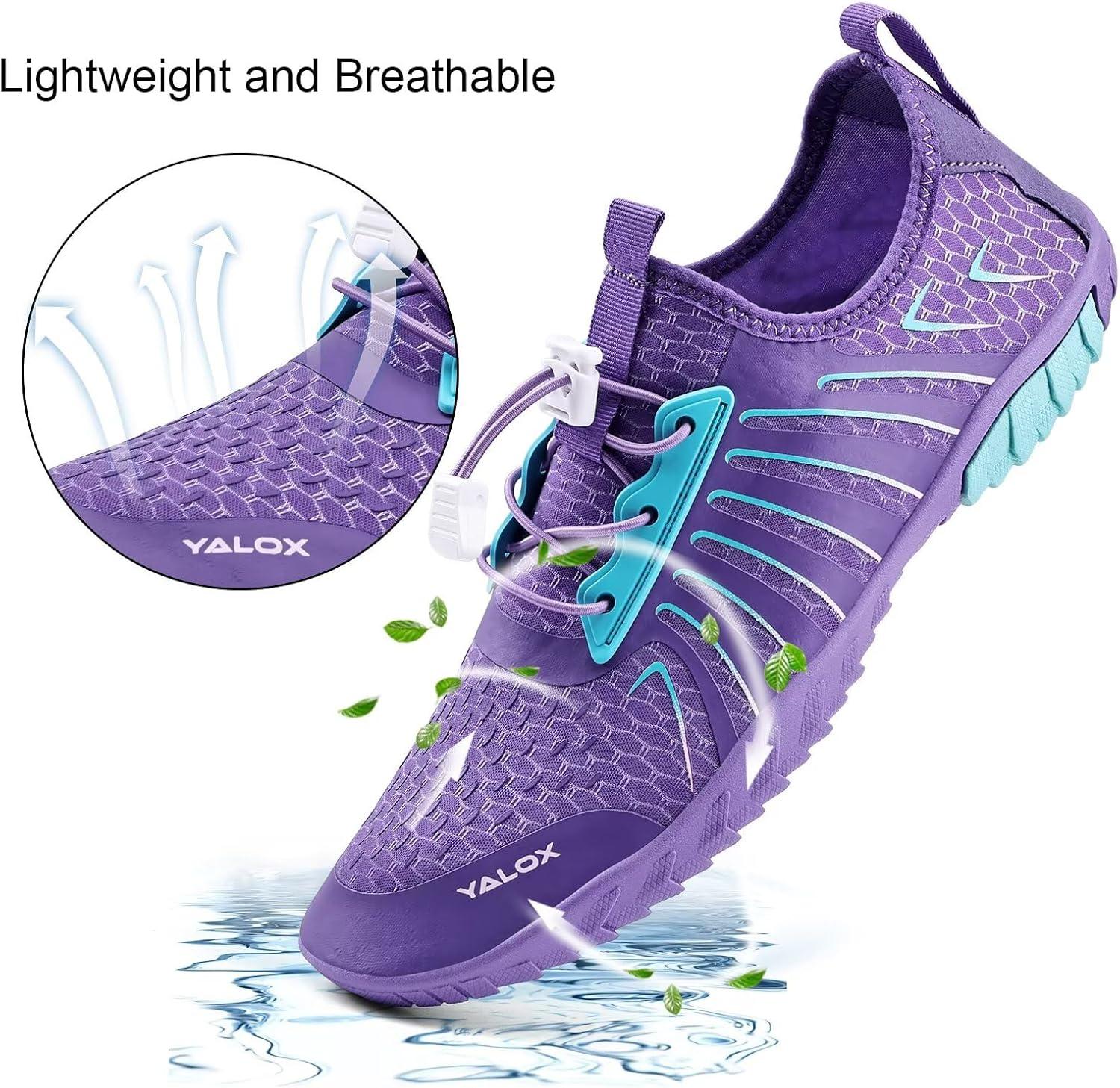imageYALOX Water Shoes Mens Womens Swim Shoes Outdoor Beach Barefoot QuickDry Aqua Pool Socks Swimming Yoga Surfing Exercise148Purple