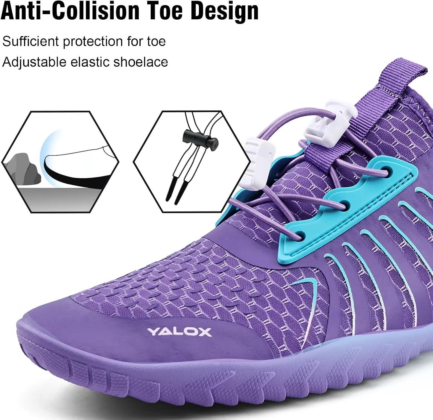 imageYALOX Water Shoes Mens Womens Swim Shoes Outdoor Beach Barefoot QuickDry Aqua Pool Socks Swimming Yoga Surfing Exercise148Purple