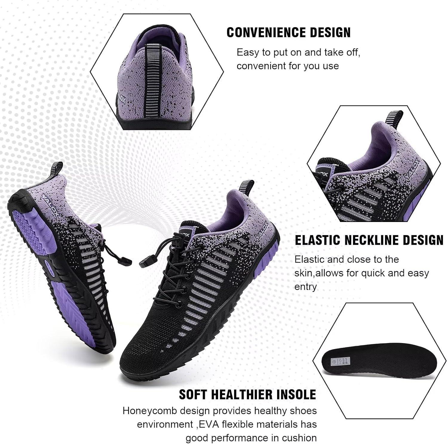 imageYALOX Water Shoes Mens Womens Swim Shoes Outdoor Beach Barefoot QuickDry Aqua Pool Socks Swimming Yoga Surfing Exercise680Black Purple