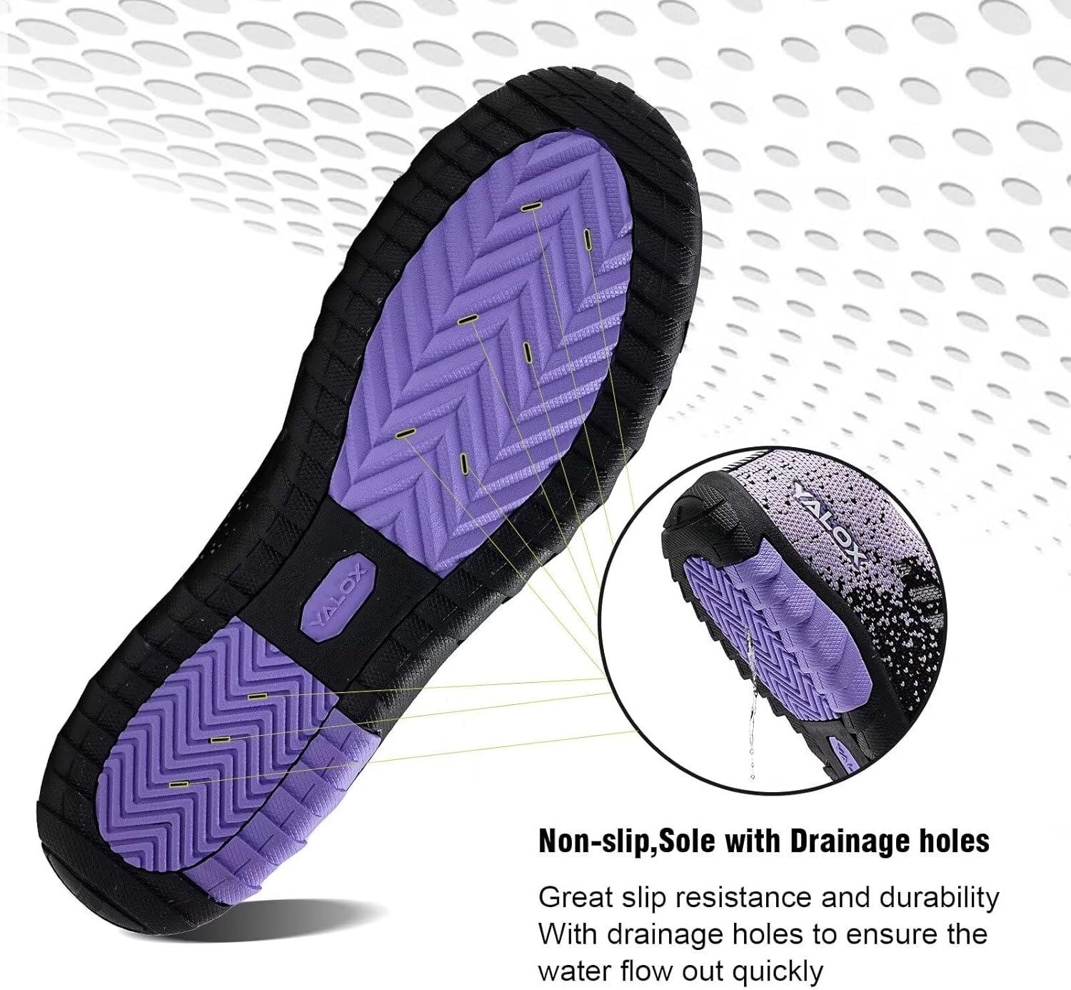 imageYALOX Water Shoes Mens Womens Swim Shoes Outdoor Beach Barefoot QuickDry Aqua Pool Socks Swimming Yoga Surfing Exercise680Black Purple
