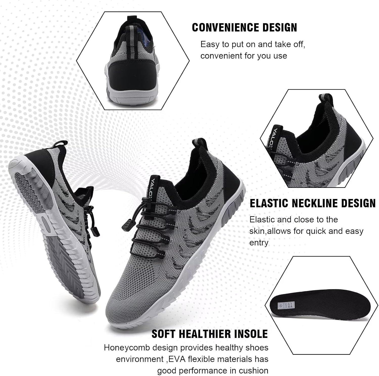 imageYALOX Water Shoes Mens Womens Swim Shoes Outdoor Beach Barefoot QuickDry Aqua Pool Socks Swimming Yoga Surfing Exercise785Gray