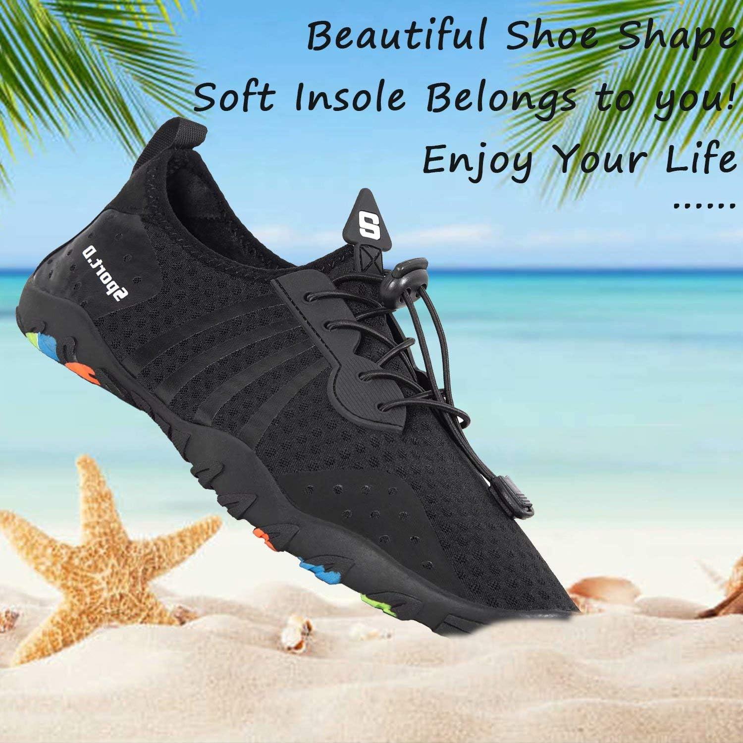 imageYALOX Water Shoes Mens Womens Swim Shoes Outdoor Beach Barefoot QuickDry Aqua Pool Socks Swimming Yoga Surfing Exercise8080black