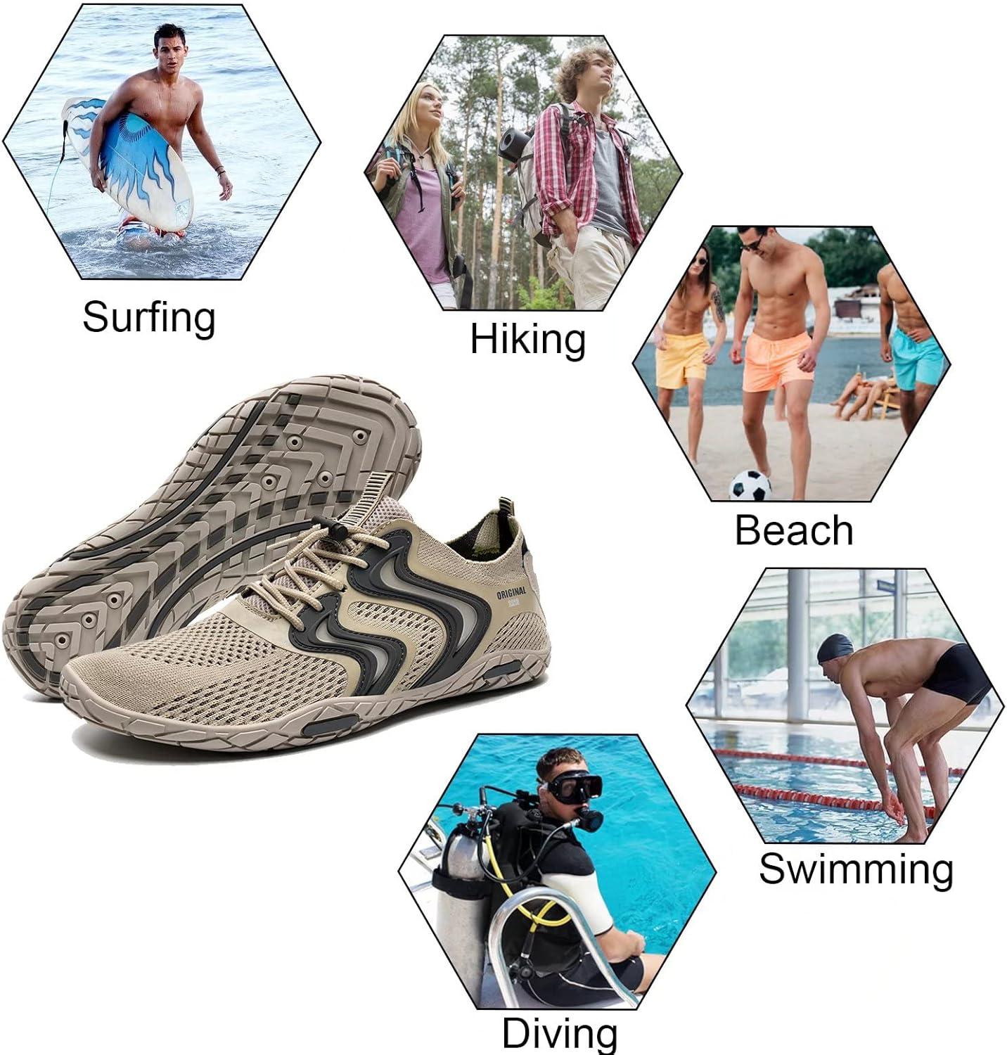imageYALOX Water Shoes Mens Womens Swim Shoes Outdoor Beach Barefoot QuickDry Aqua Pool Socks Swimming Yoga Surfing ExerciseA021beige