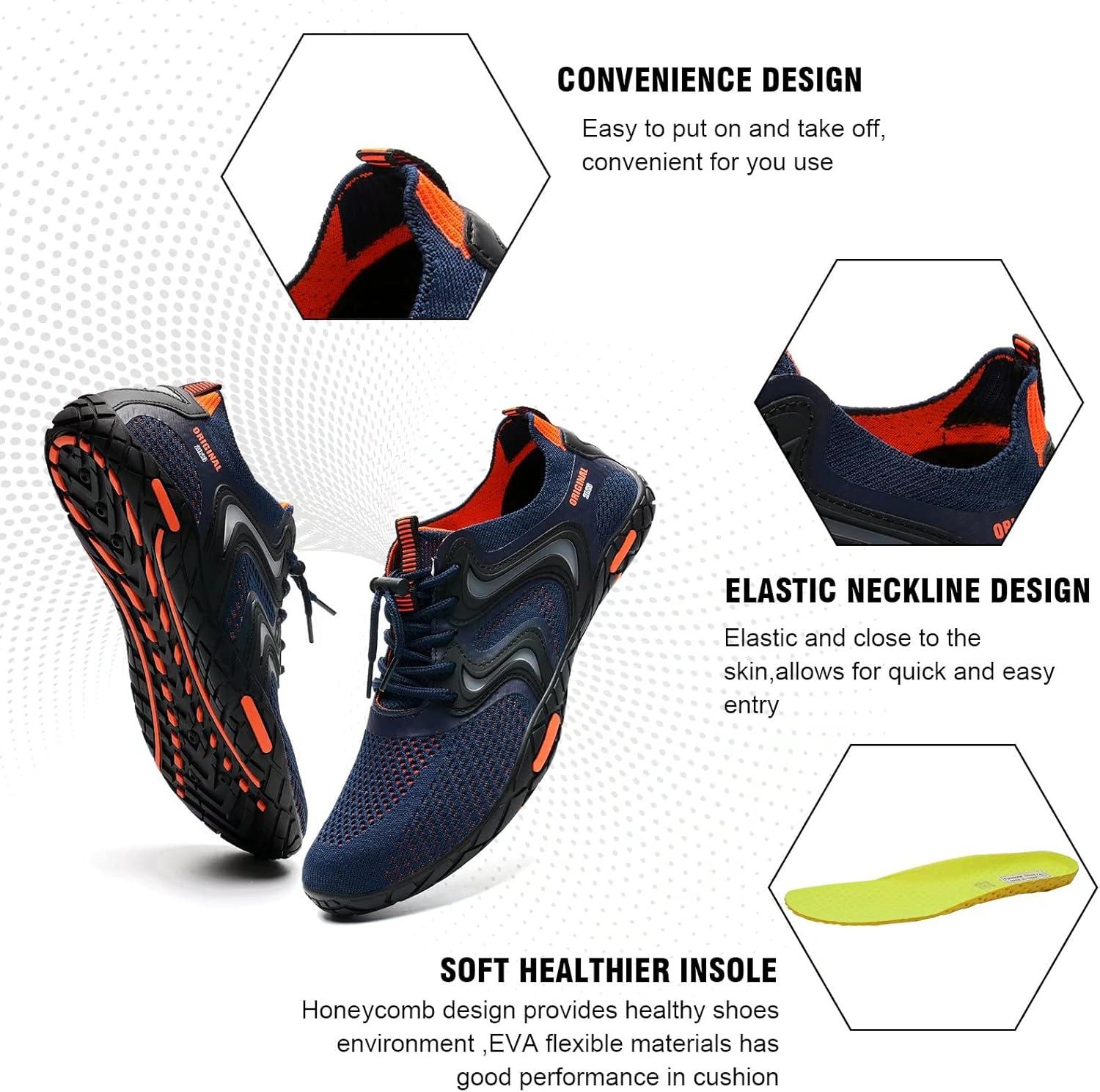 imageYALOX Water Shoes Mens Womens Swim Shoes Outdoor Beach Barefoot QuickDry Aqua Pool Socks Swimming Yoga Surfing ExerciseA021dark BlueOrange