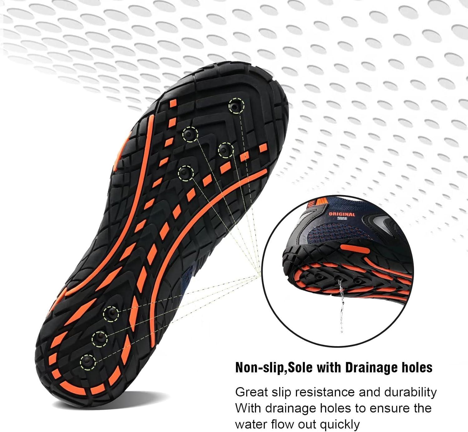 imageYALOX Water Shoes Mens Womens Swim Shoes Outdoor Beach Barefoot QuickDry Aqua Pool Socks Swimming Yoga Surfing ExerciseA021dark BlueOrange