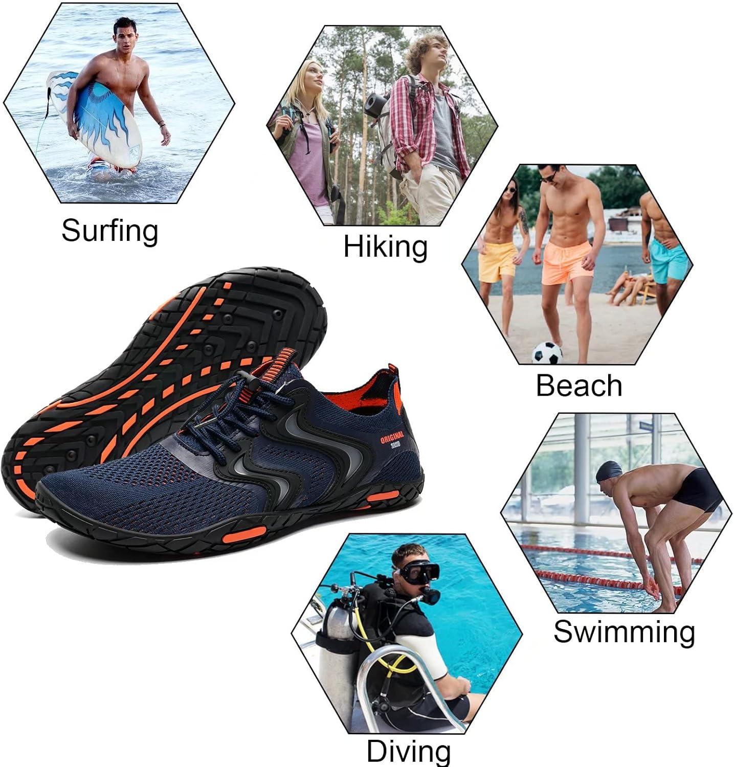 imageYALOX Water Shoes Mens Womens Swim Shoes Outdoor Beach Barefoot QuickDry Aqua Pool Socks Swimming Yoga Surfing ExerciseA021dark BlueOrange