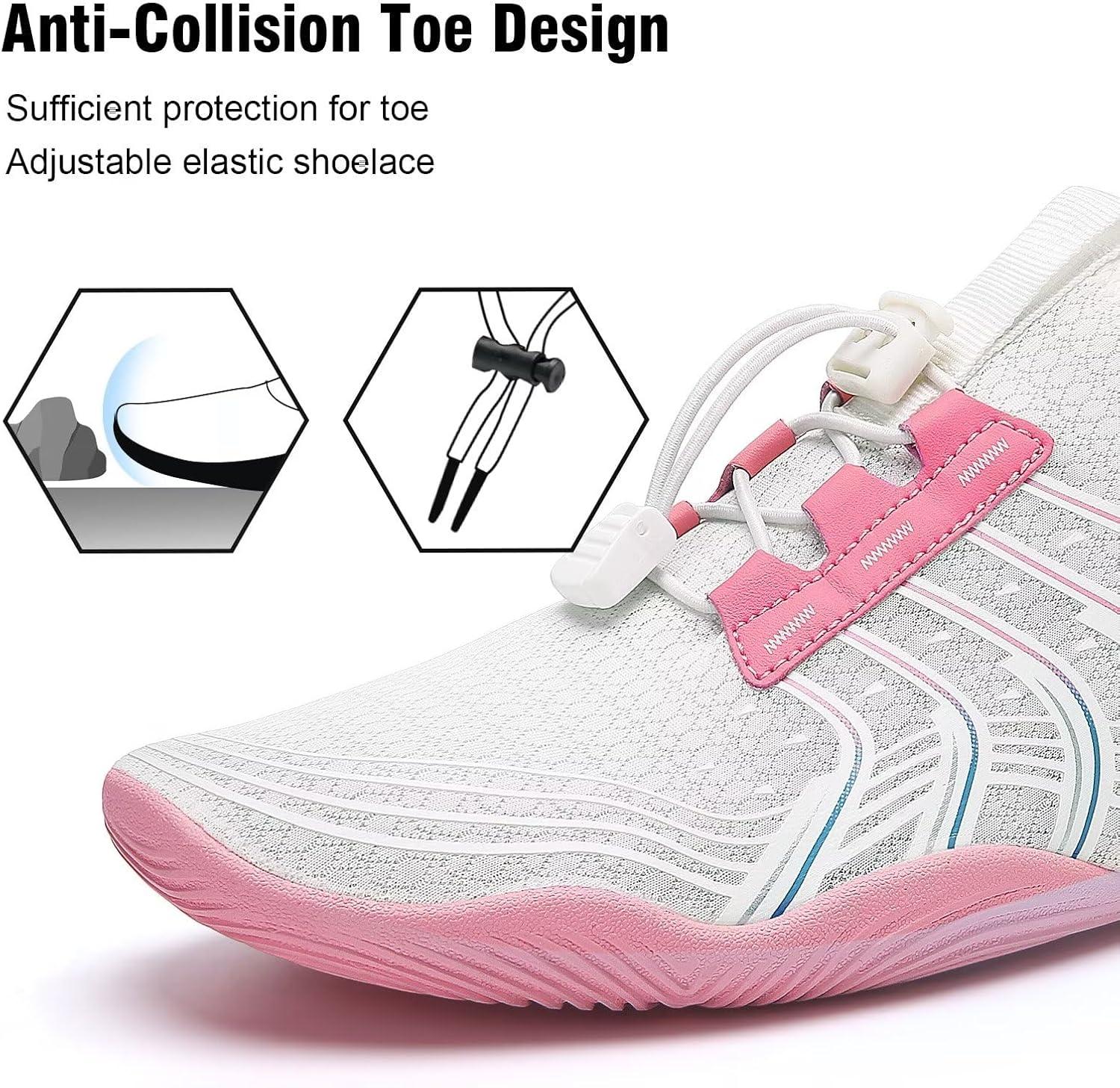 imageYALOX Water Shoes Mens Womens Swim Shoes Outdoor Beach Barefoot QuickDry Aqua Pool Socks Swimming Yoga Surfing ExerciseA03pink White