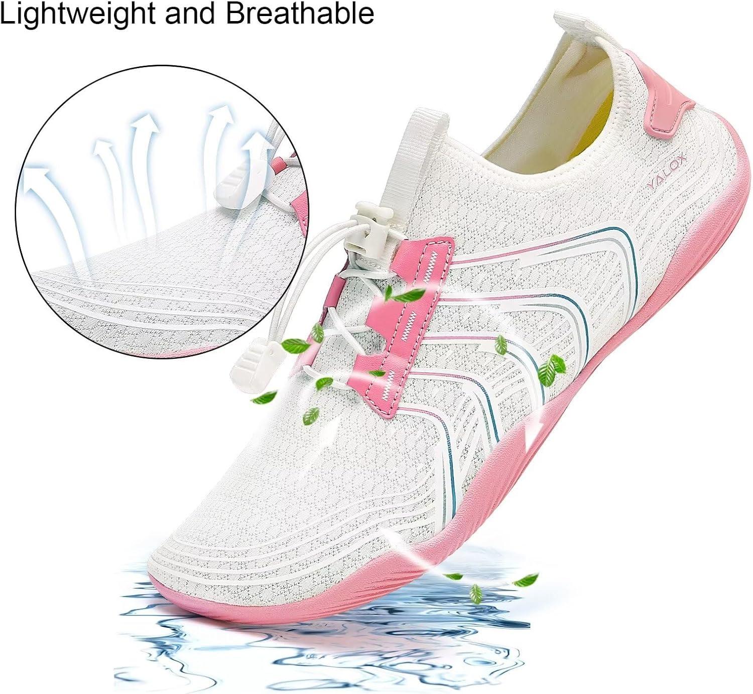 imageYALOX Water Shoes Mens Womens Swim Shoes Outdoor Beach Barefoot QuickDry Aqua Pool Socks Swimming Yoga Surfing ExerciseA03pink White