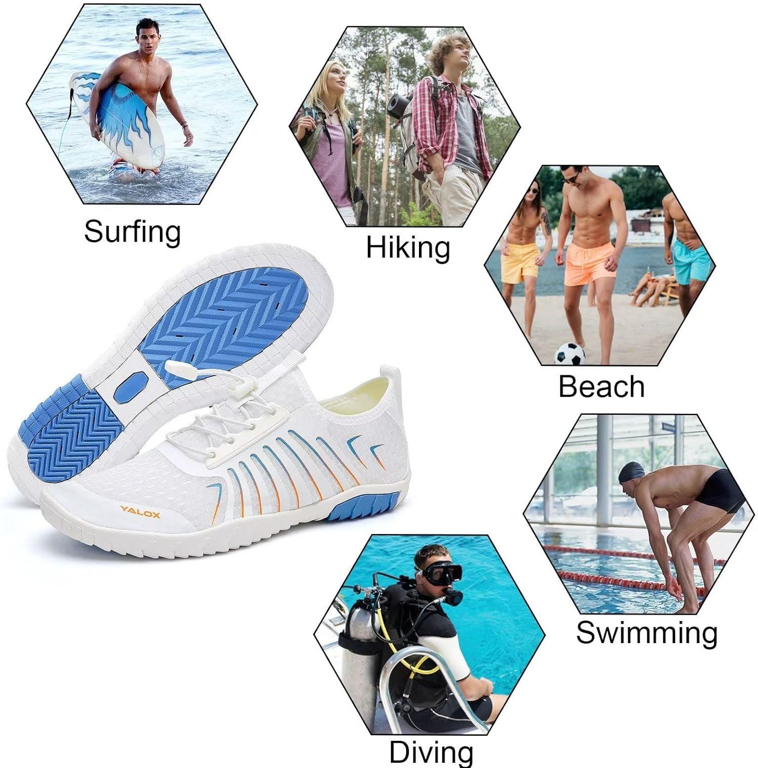 imageYALOX Water Shoes Mens Womens Swim Shoes Outdoor Beach Barefoot QuickDry Aqua Pool Socks Swimming Yoga Surfing ExerciseA03white