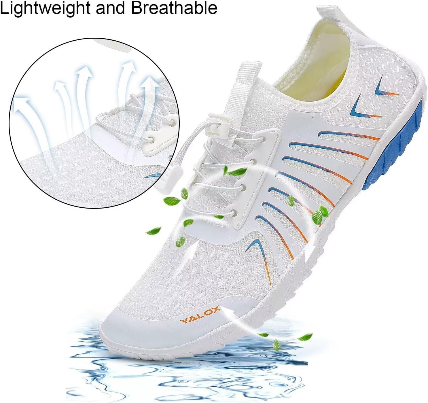 imageYALOX Water Shoes Mens Womens Swim Shoes Outdoor Beach Barefoot QuickDry Aqua Pool Socks Swimming Yoga Surfing ExerciseA03white