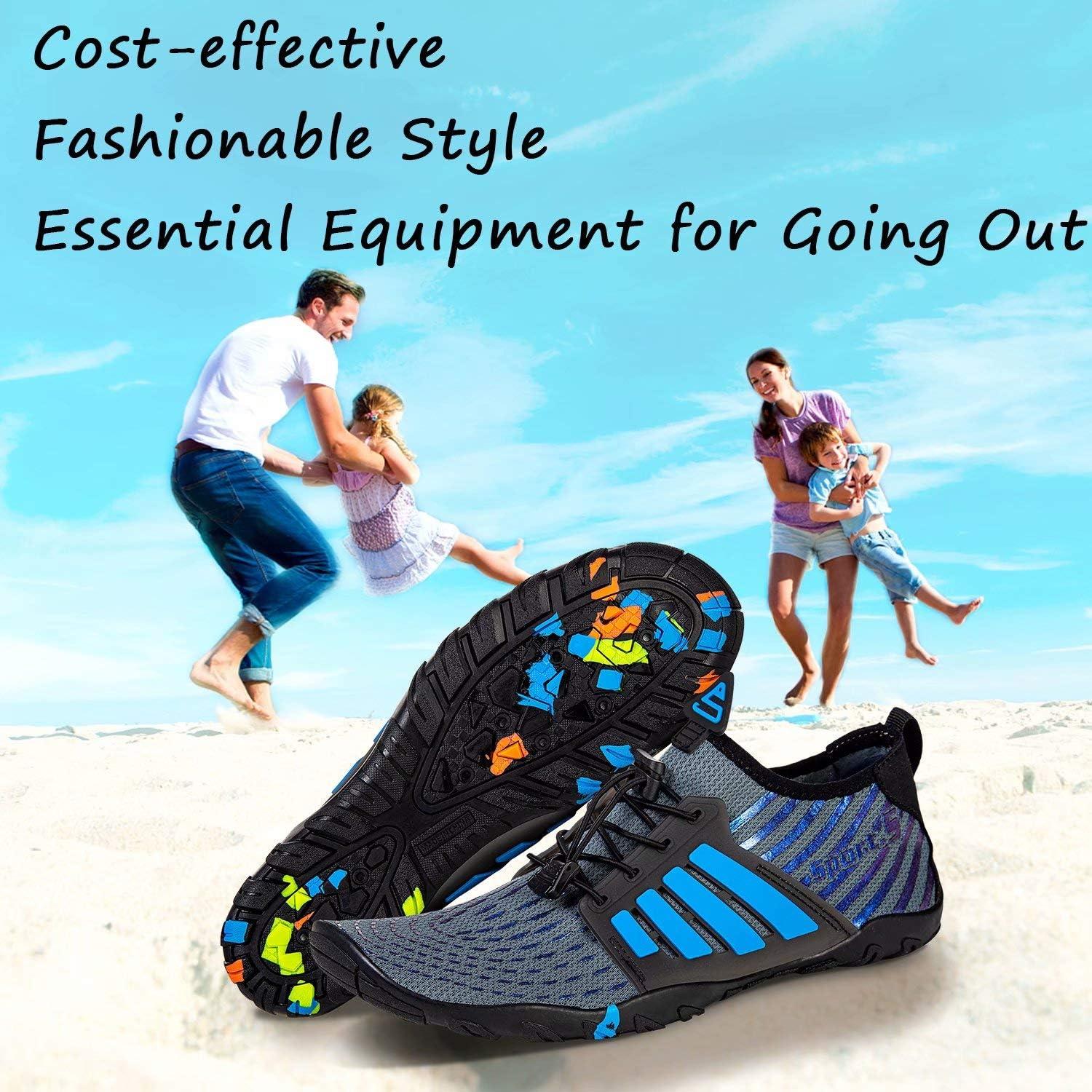 imageYALOX Water Shoes Mens Womens Swim Shoes Outdoor Beach Barefoot QuickDry Aqua Pool Socks Swimming Yoga Surfing ExerciseWs933navyGrey