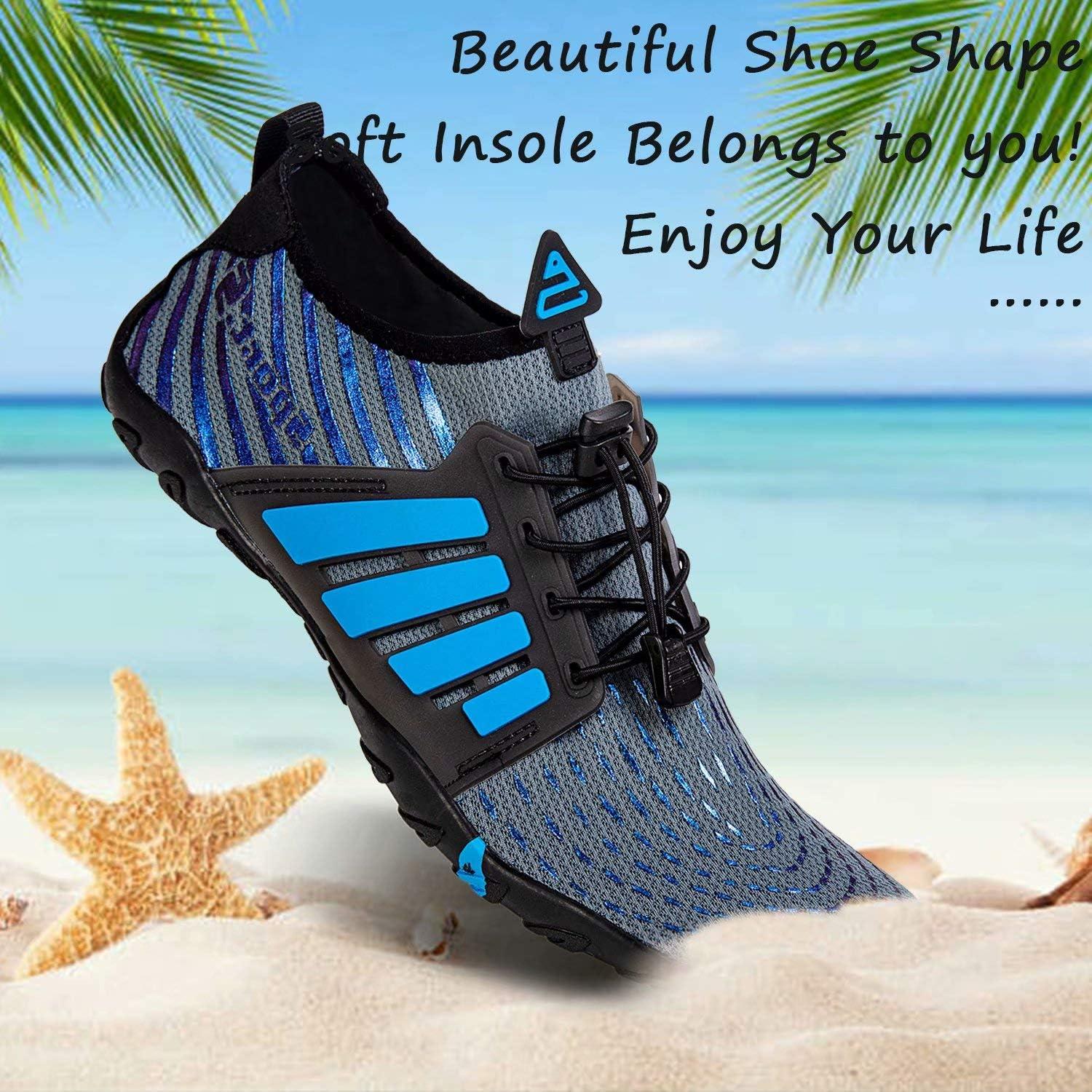 imageYALOX Water Shoes Mens Womens Swim Shoes Outdoor Beach Barefoot QuickDry Aqua Pool Socks Swimming Yoga Surfing ExerciseWs933navyGrey