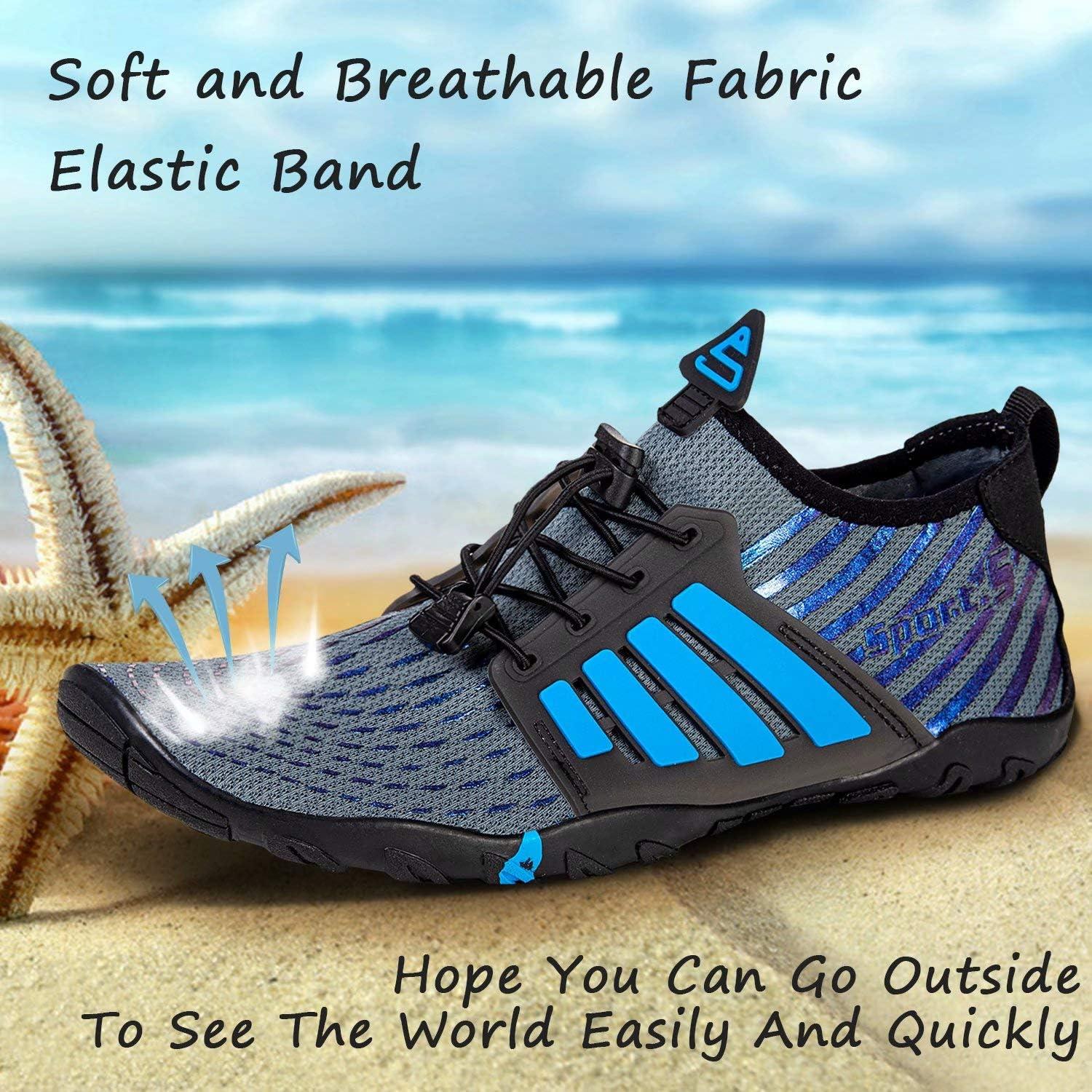 imageYALOX Water Shoes Mens Womens Swim Shoes Outdoor Beach Barefoot QuickDry Aqua Pool Socks Swimming Yoga Surfing ExerciseWs933navyGrey
