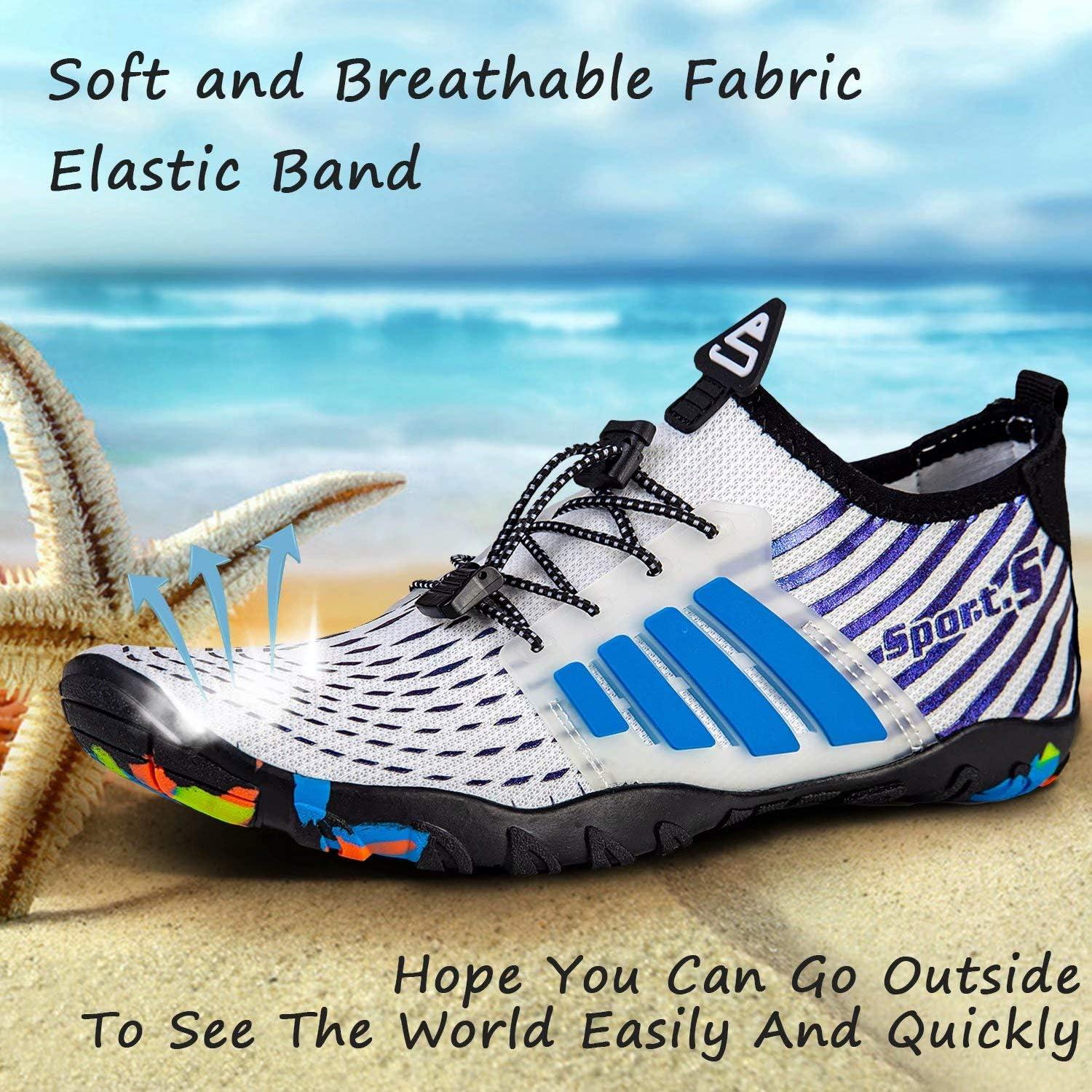 imageYALOX Water Shoes Mens Womens Swim Shoes Outdoor Beach Barefoot QuickDry Aqua Pool Socks Swimming Yoga Surfing ExerciseWs933whiteBlue