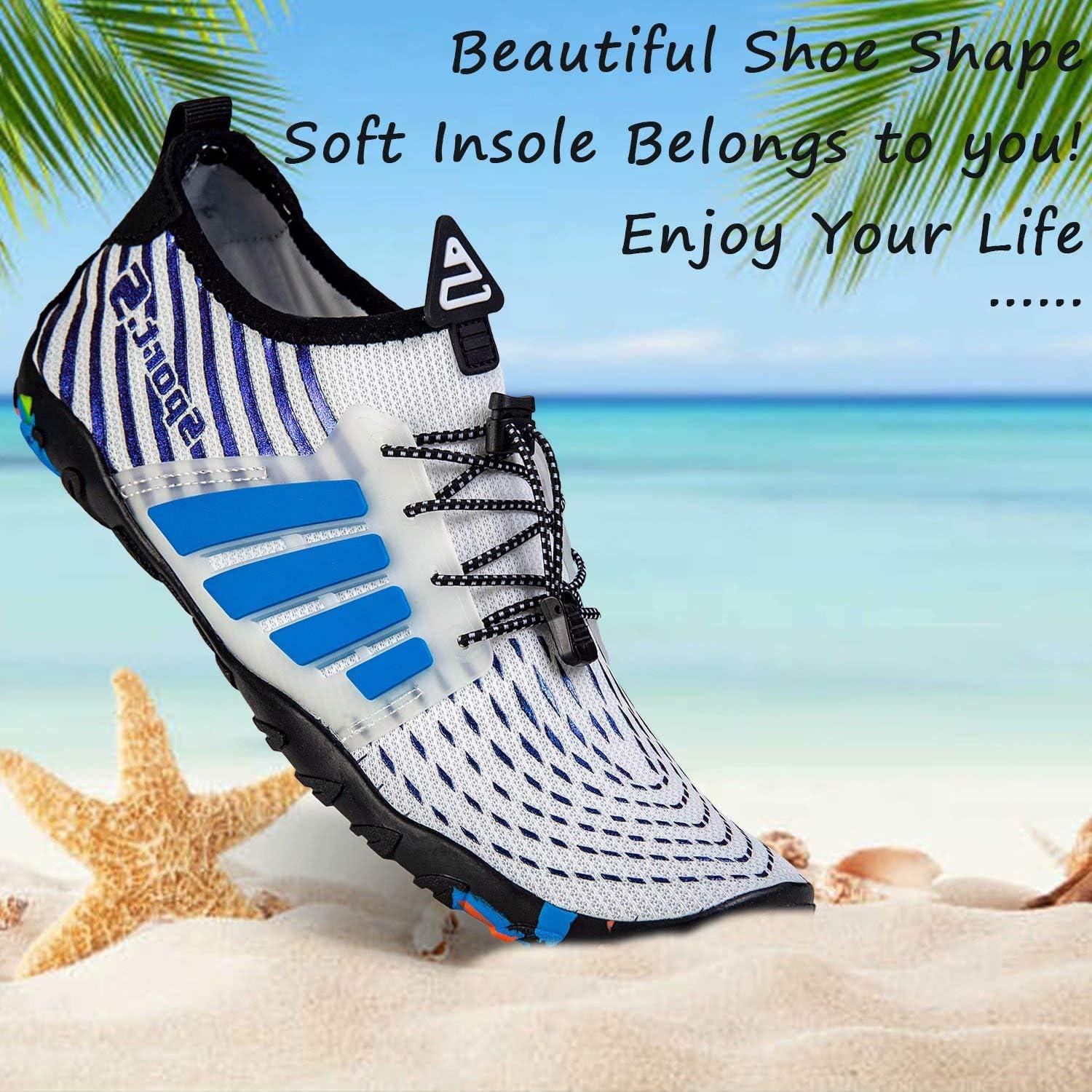 imageYALOX Water Shoes Mens Womens Swim Shoes Outdoor Beach Barefoot QuickDry Aqua Pool Socks Swimming Yoga Surfing ExerciseWs933whiteBlue