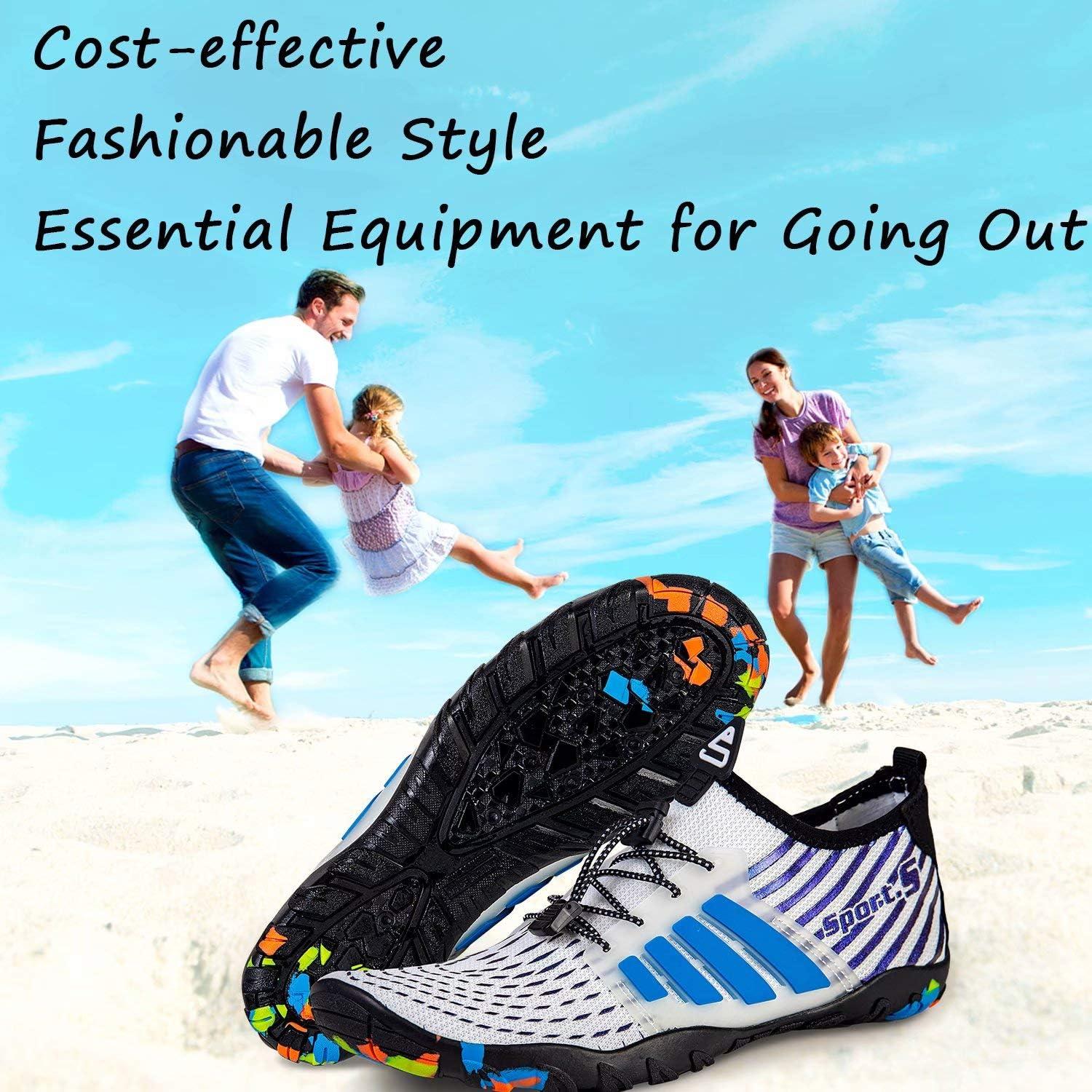 imageYALOX Water Shoes Mens Womens Swim Shoes Outdoor Beach Barefoot QuickDry Aqua Pool Socks Swimming Yoga Surfing ExerciseWs933whiteBlue