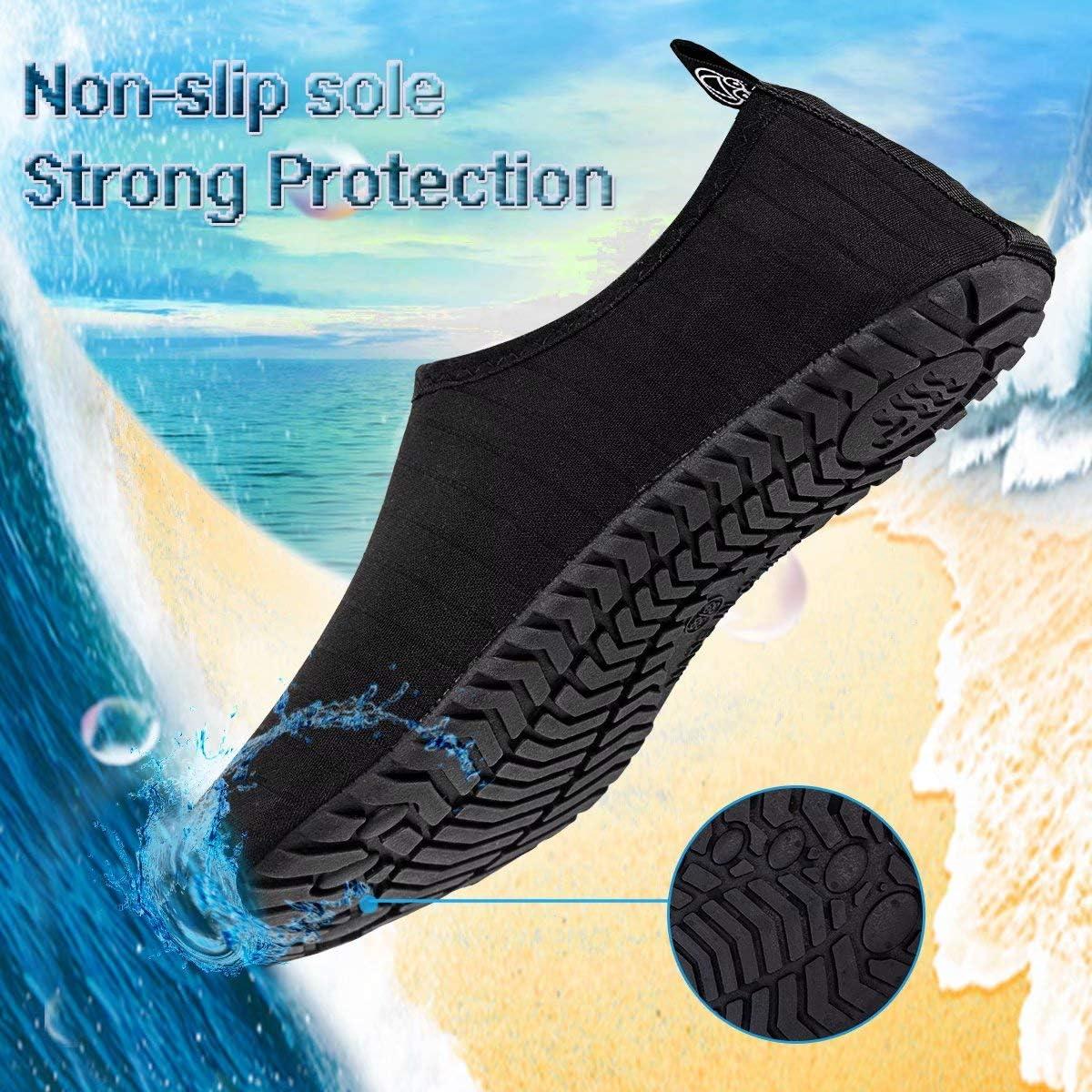 imageYALOX Water Shoes Womens Mens Outdoor Beach Swimming Aqua Socks QuickDry Barefoot Shoes Surfing Yoga Pool ExerciseAstriped Black