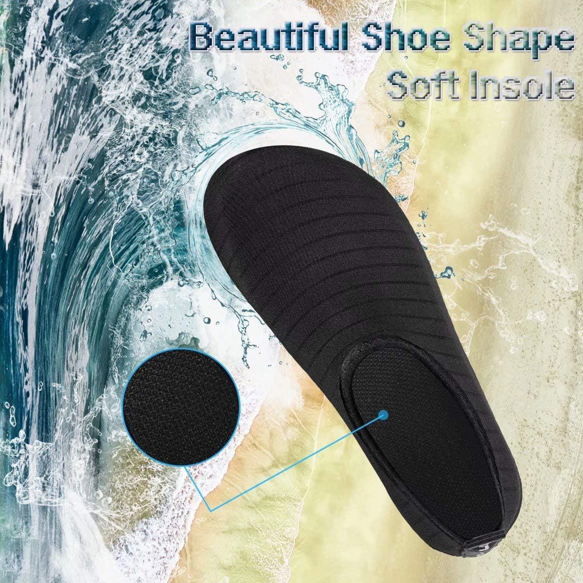 imageYALOX Water Shoes Womens Mens Outdoor Beach Swimming Aqua Socks QuickDry Barefoot Shoes Surfing Yoga Pool ExerciseAstriped Black