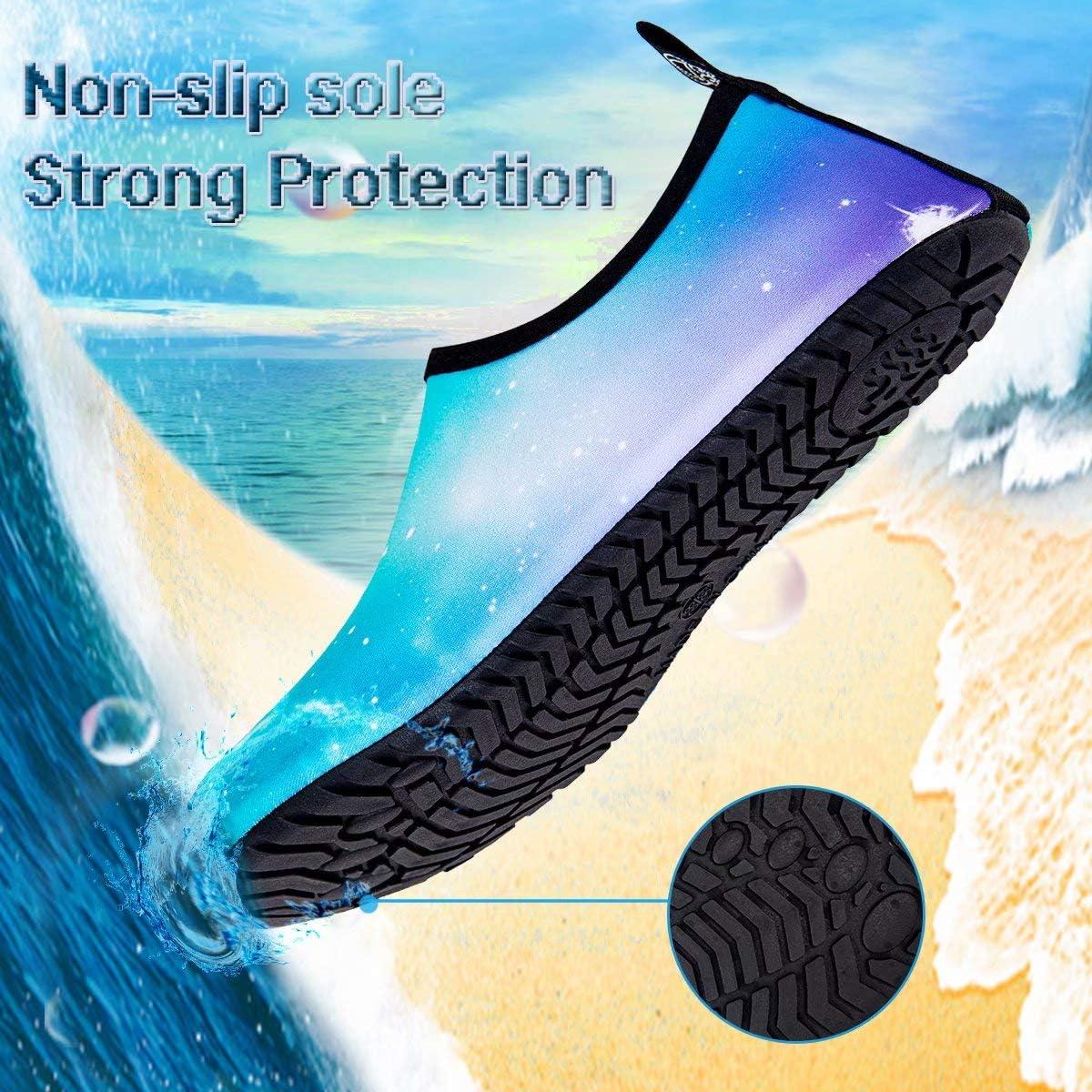 imageYALOX Water Shoes Womens Mens Outdoor Beach Swimming Aqua Socks QuickDry Barefoot Shoes Surfing Yoga Pool ExerciseBlue Star Dot