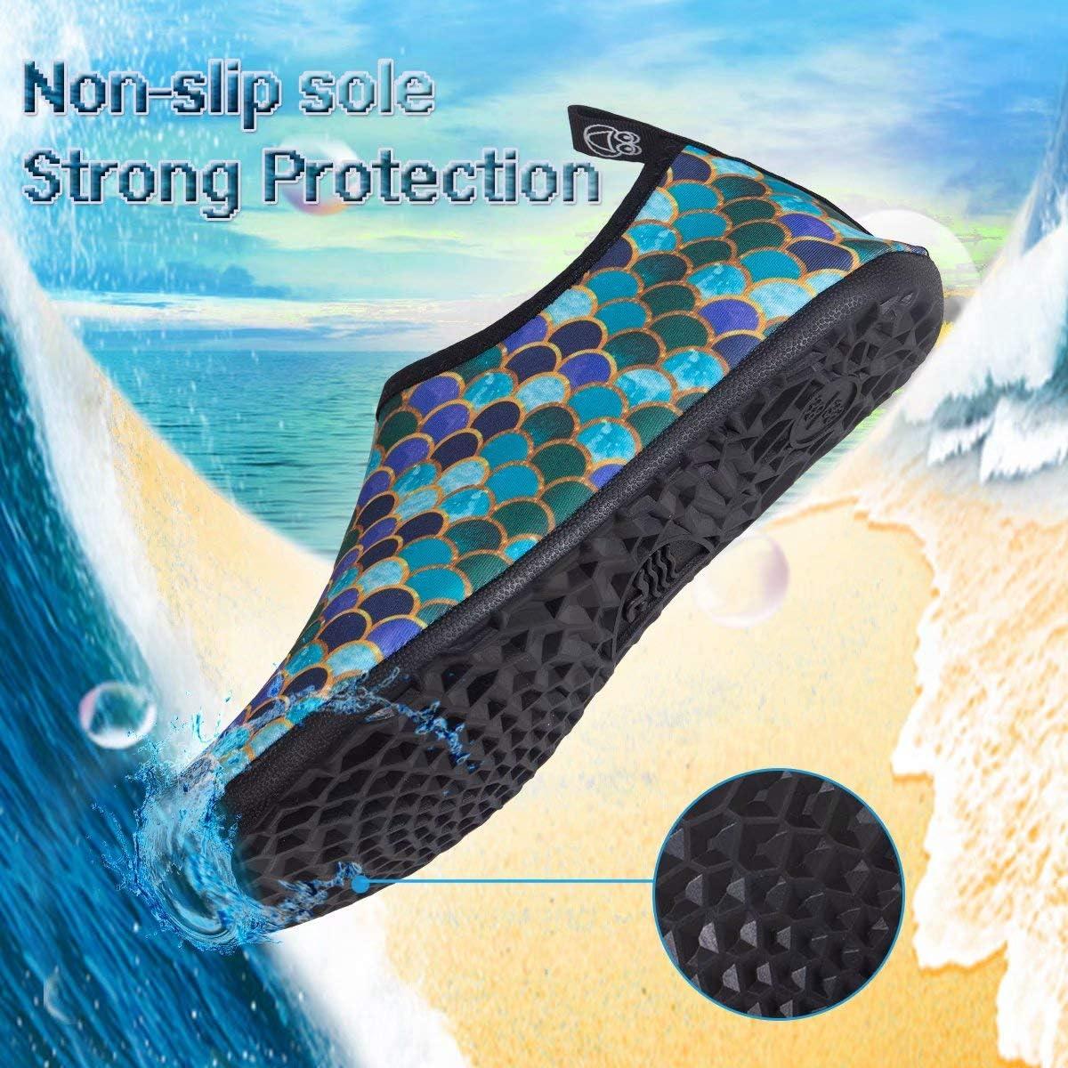 imageYALOX Water Shoes Womens Mens Outdoor Beach Swimming Aqua Socks QuickDry Barefoot Shoes Surfing Yoga Pool ExerciseFish Scale Black Green
