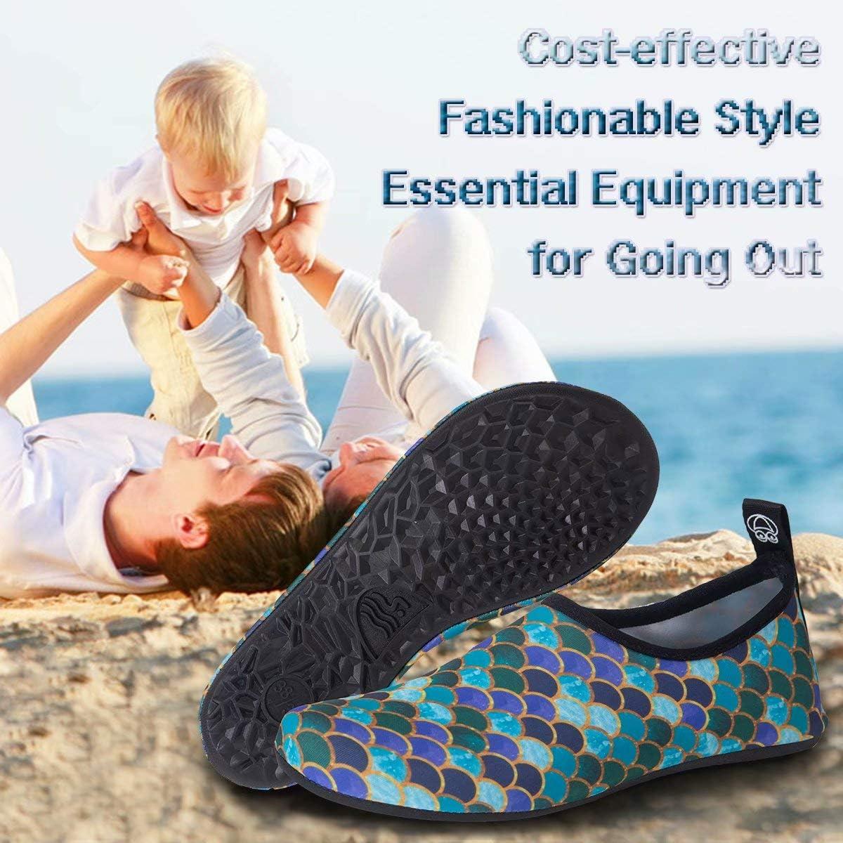 imageYALOX Water Shoes Womens Mens Outdoor Beach Swimming Aqua Socks QuickDry Barefoot Shoes Surfing Yoga Pool ExerciseFish Scale Black Green