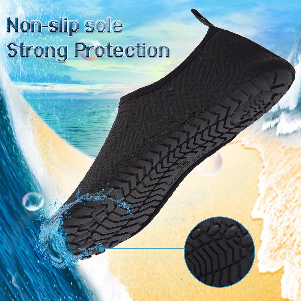 imageYALOX Water Shoes Womens Mens Outdoor Beach Swimming Aqua Socks QuickDry Barefoot Shoes Surfing Yoga Pool ExerciseGeometric Black