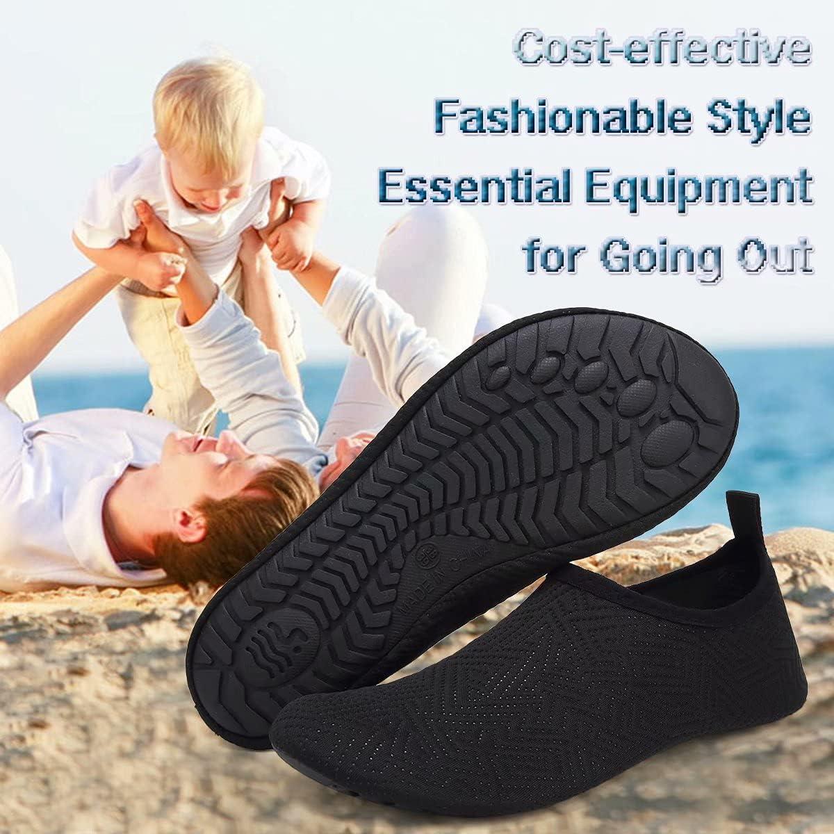 imageYALOX Water Shoes Womens Mens Outdoor Beach Swimming Aqua Socks QuickDry Barefoot Shoes Surfing Yoga Pool ExerciseGeometric Black