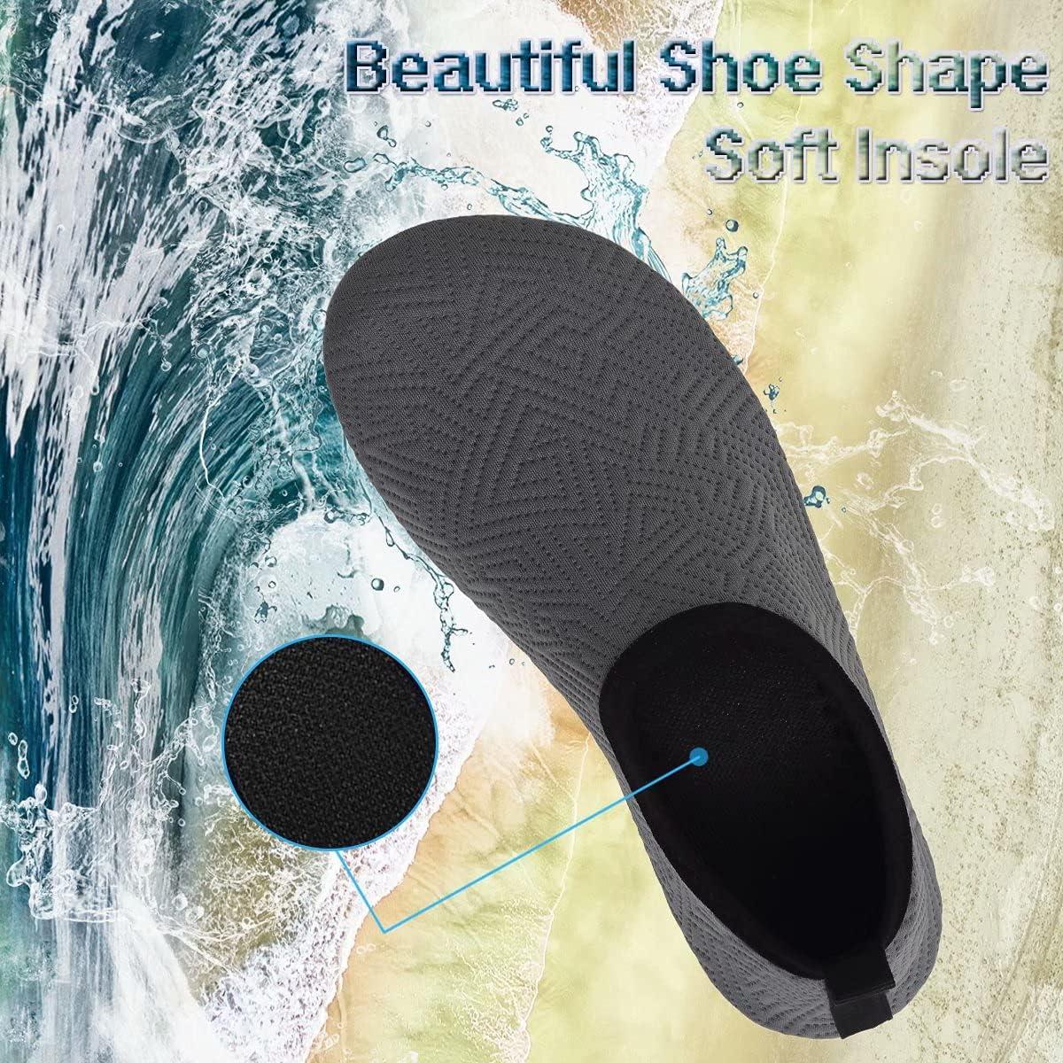 imageYALOX Water Shoes Womens Mens Outdoor Beach Swimming Aqua Socks QuickDry Barefoot Shoes Surfing Yoga Pool ExerciseGeometric Gray