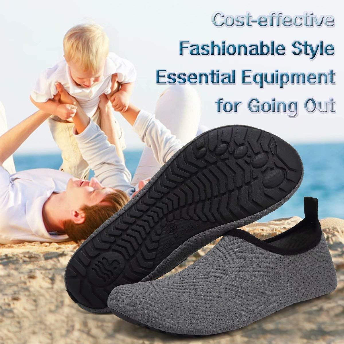 imageYALOX Water Shoes Womens Mens Outdoor Beach Swimming Aqua Socks QuickDry Barefoot Shoes Surfing Yoga Pool ExerciseGeometric Gray