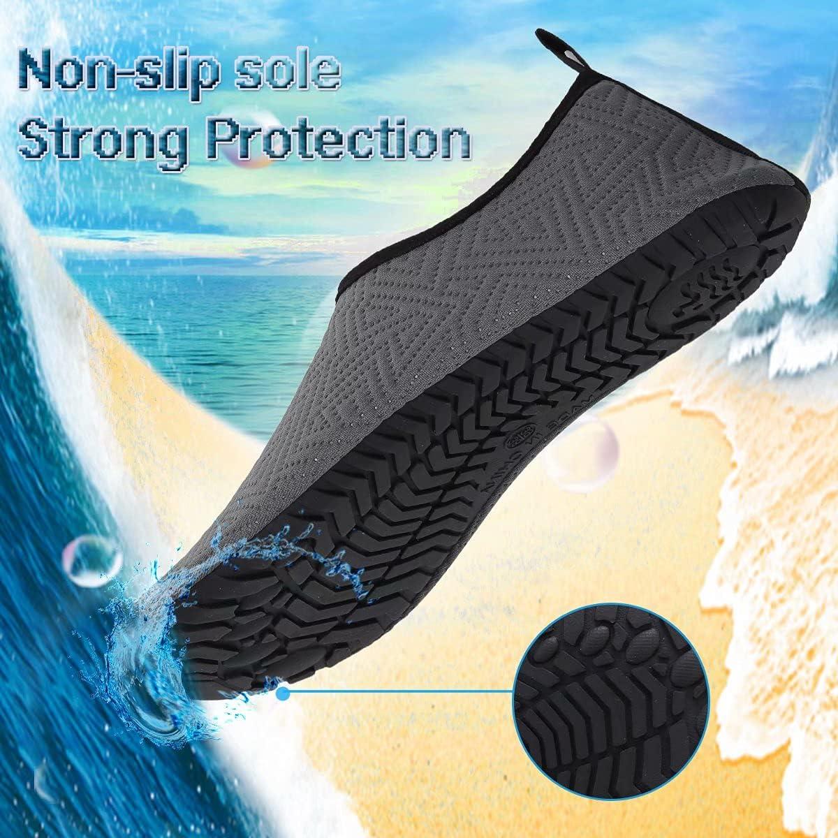 imageYALOX Water Shoes Womens Mens Outdoor Beach Swimming Aqua Socks QuickDry Barefoot Shoes Surfing Yoga Pool ExerciseGeometric Gray