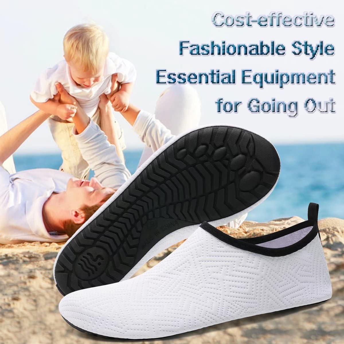imageYALOX Water Shoes Womens Mens Outdoor Beach Swimming Aqua Socks QuickDry Barefoot Shoes Surfing Yoga Pool ExerciseGeometric White