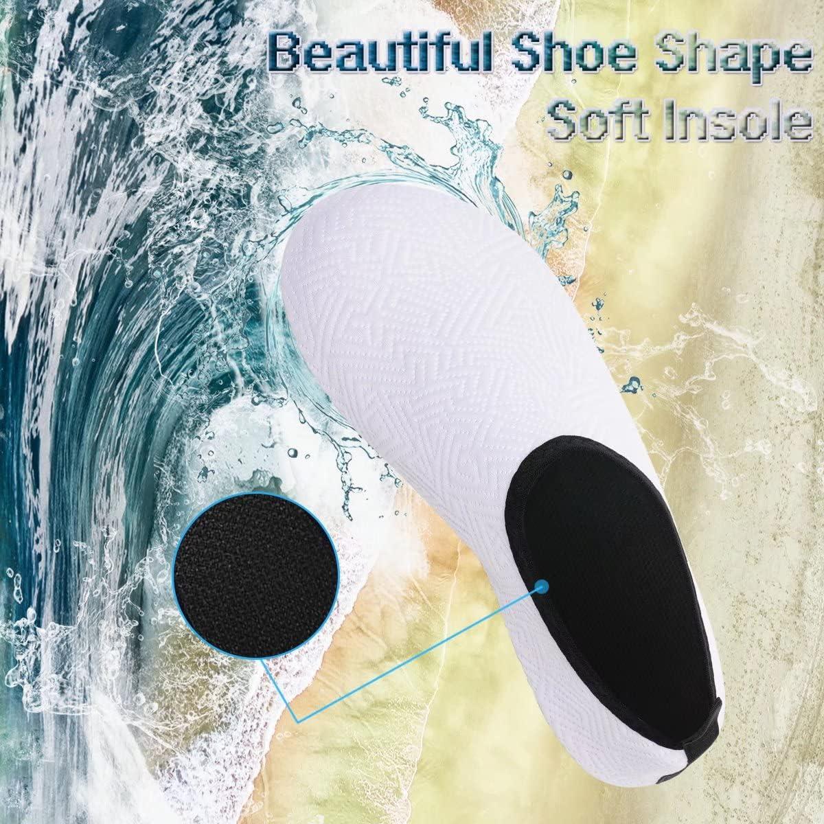 imageYALOX Water Shoes Womens Mens Outdoor Beach Swimming Aqua Socks QuickDry Barefoot Shoes Surfing Yoga Pool ExerciseGeometric White