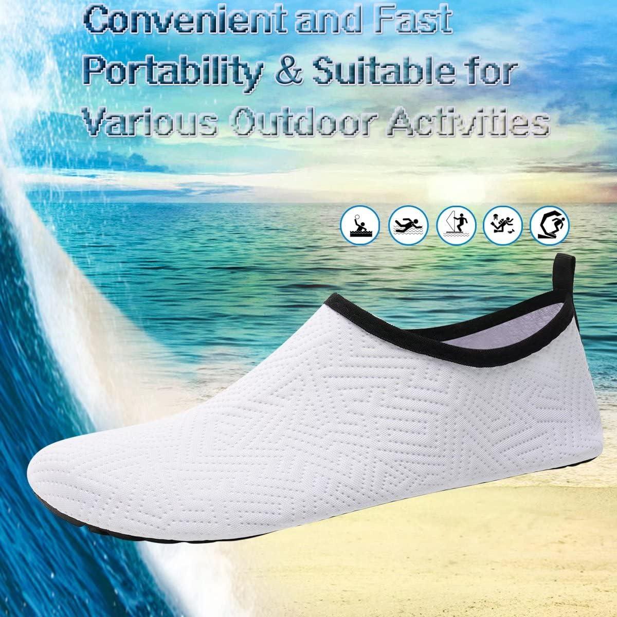 imageYALOX Water Shoes Womens Mens Outdoor Beach Swimming Aqua Socks QuickDry Barefoot Shoes Surfing Yoga Pool ExerciseGeometric White