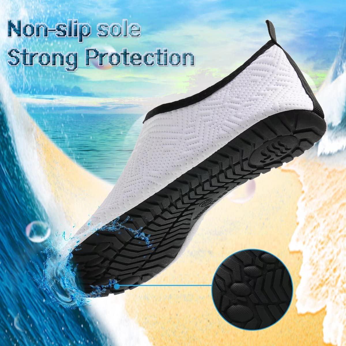 imageYALOX Water Shoes Womens Mens Outdoor Beach Swimming Aqua Socks QuickDry Barefoot Shoes Surfing Yoga Pool ExerciseGeometric White