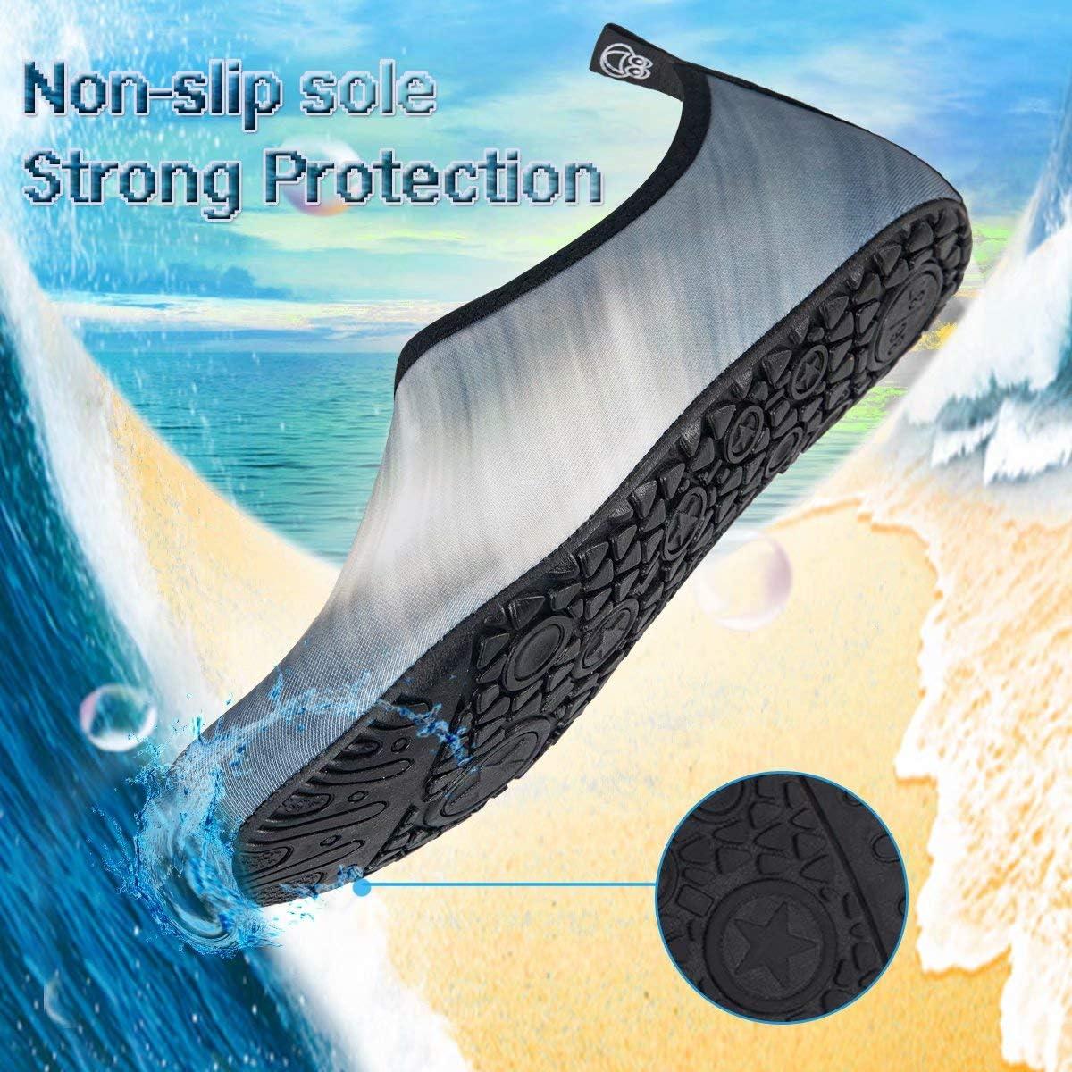 imageYALOX Water Shoes Womens Mens Outdoor Beach Swimming Aqua Socks QuickDry Barefoot Shoes Surfing Yoga Pool ExerciseGradient Grey