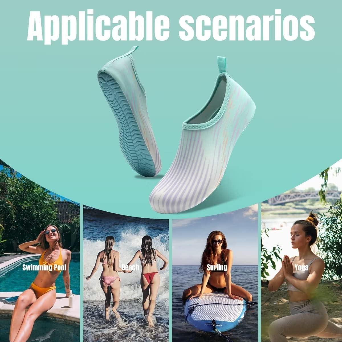 imageYALOX Water Shoes Womens Mens Outdoor Beach Swimming Aqua Socks QuickDry Barefoot Shoes Surfing Yoga Pool ExerciseNa3004whiteGreen