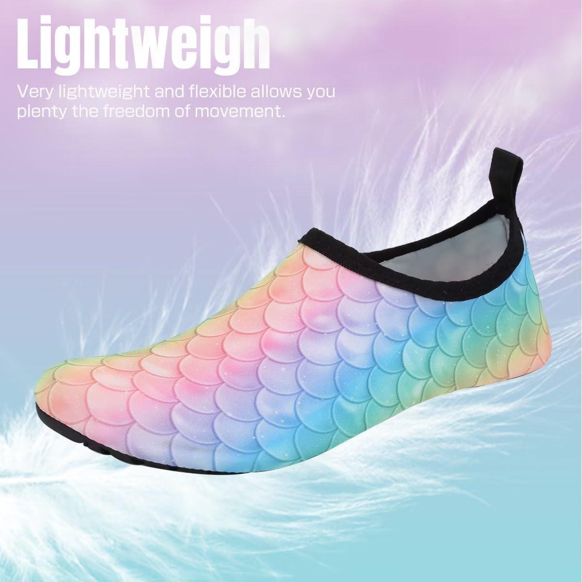 imageYALOX Water Shoes Womens Mens Outdoor Beach Swimming Aqua Socks QuickDry Barefoot Shoes Surfing Yoga Pool ExerciseRainbowFishscale