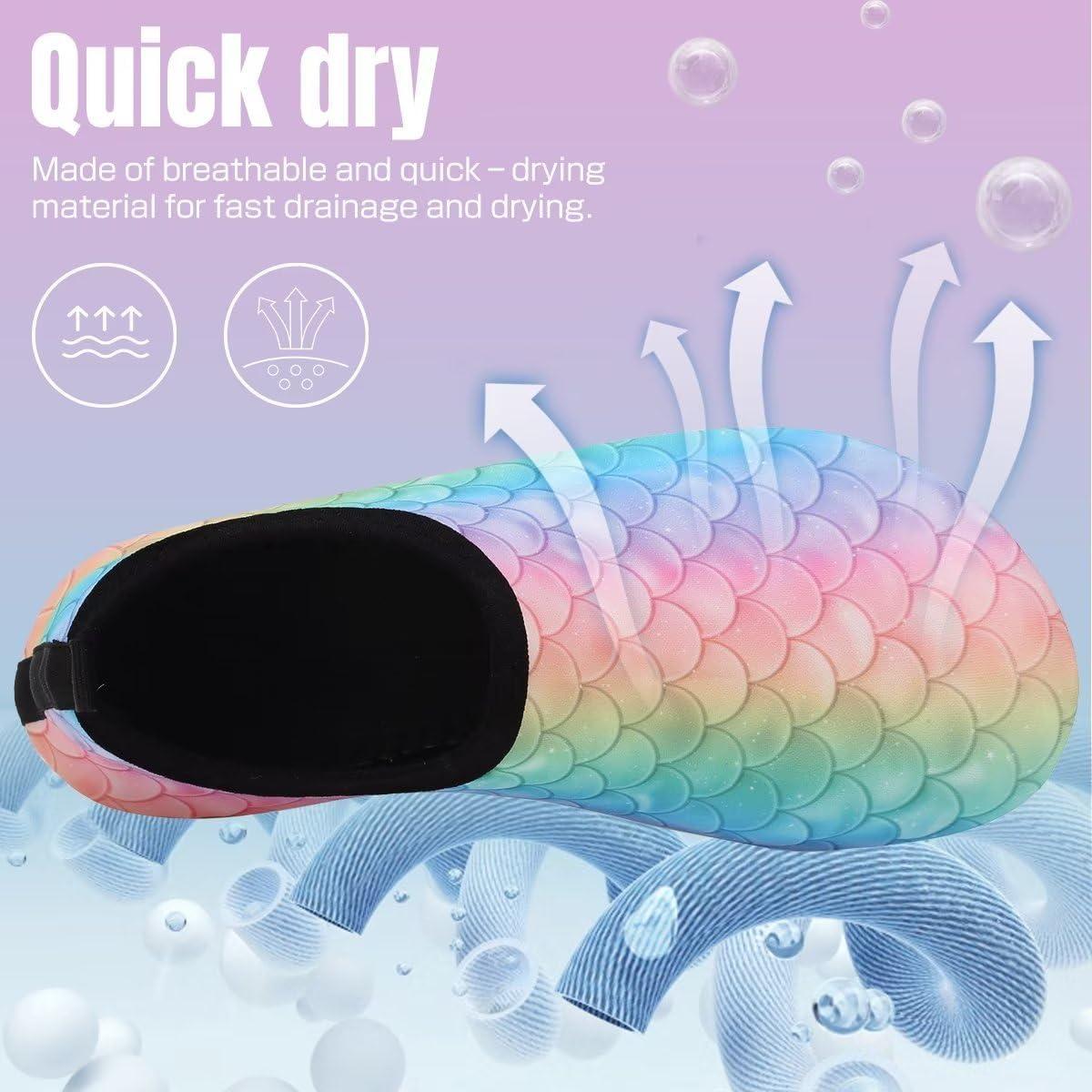 imageYALOX Water Shoes Womens Mens Outdoor Beach Swimming Aqua Socks QuickDry Barefoot Shoes Surfing Yoga Pool ExerciseRainbowFishscale
