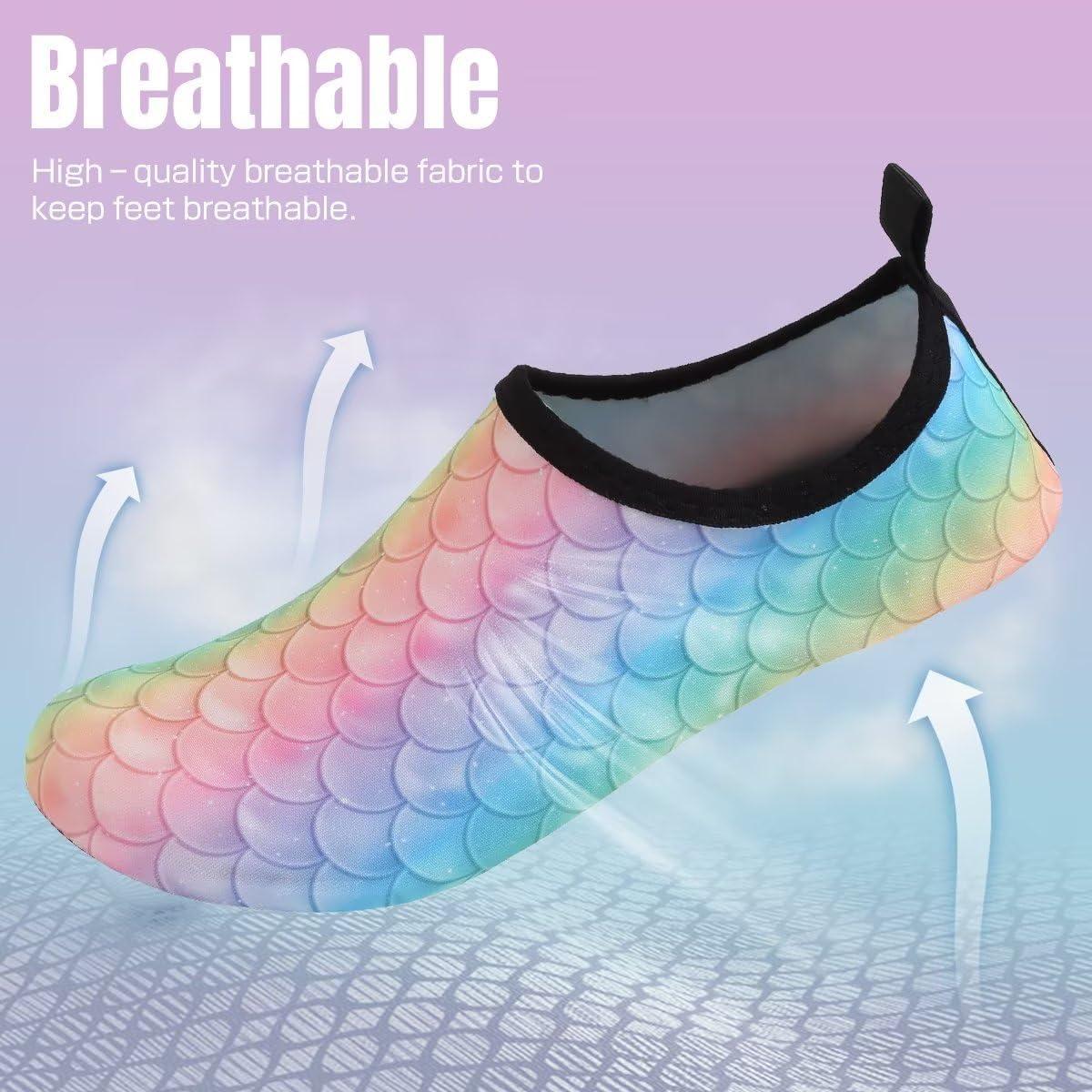 imageYALOX Water Shoes Womens Mens Outdoor Beach Swimming Aqua Socks QuickDry Barefoot Shoes Surfing Yoga Pool ExerciseRainbowFishscale