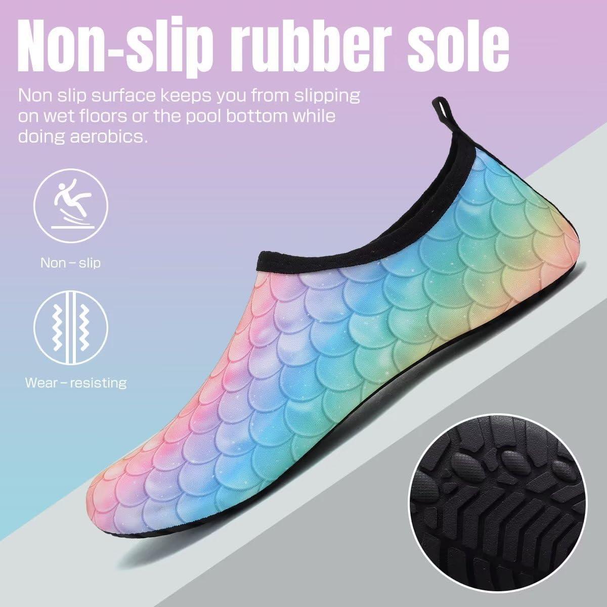 imageYALOX Water Shoes Womens Mens Outdoor Beach Swimming Aqua Socks QuickDry Barefoot Shoes Surfing Yoga Pool ExerciseRainbowFishscale