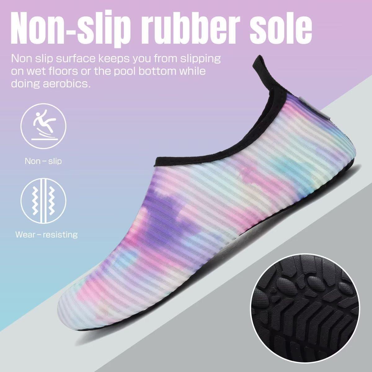imageYALOX Water Shoes Womens Mens Outdoor Beach Swimming Aqua Socks QuickDry Barefoot Shoes Surfing Yoga Pool ExerciseTie Dyed Pink Purple