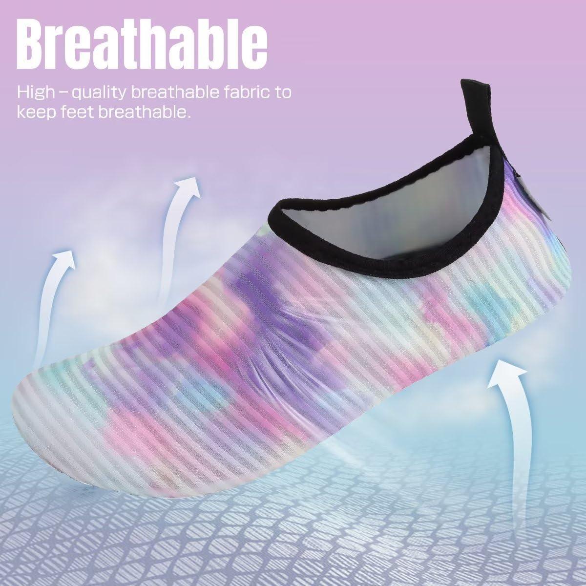 imageYALOX Water Shoes Womens Mens Outdoor Beach Swimming Aqua Socks QuickDry Barefoot Shoes Surfing Yoga Pool ExerciseTie Dyed Pink Purple